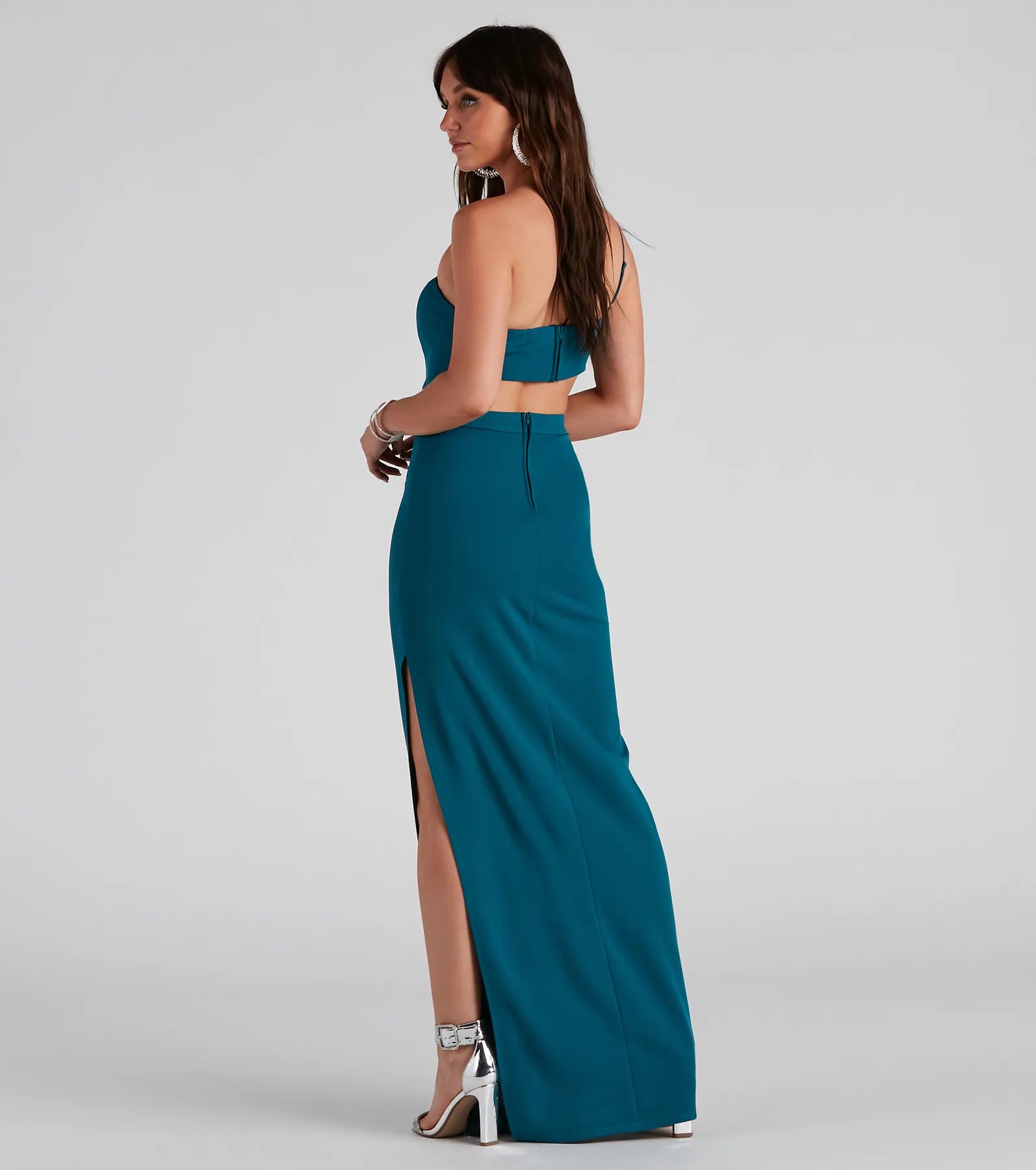 Francesca Formal One Shoulder Crepe Dress - TEAL