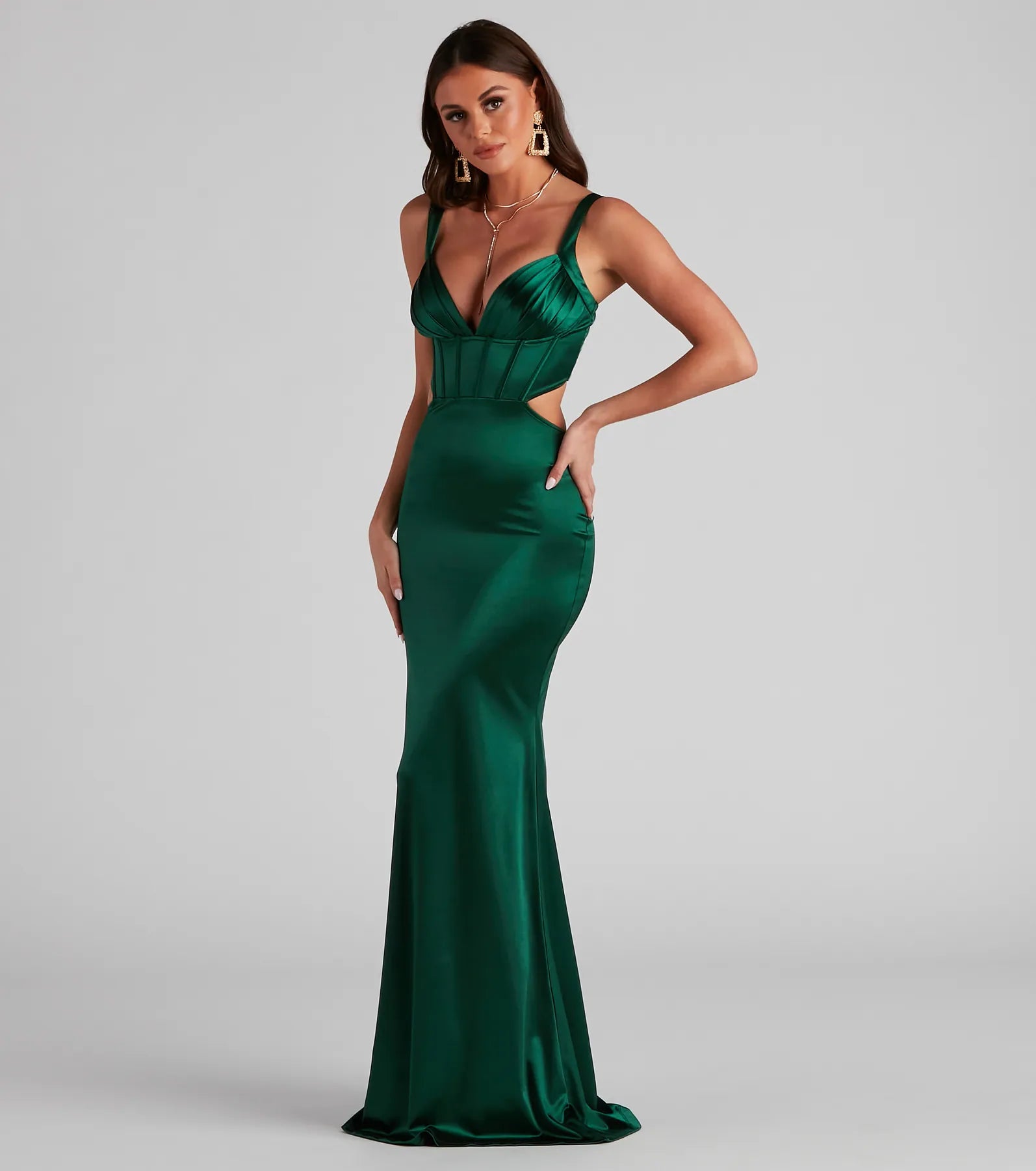 Sloane Satin Corset Formal Dress - HUNTER