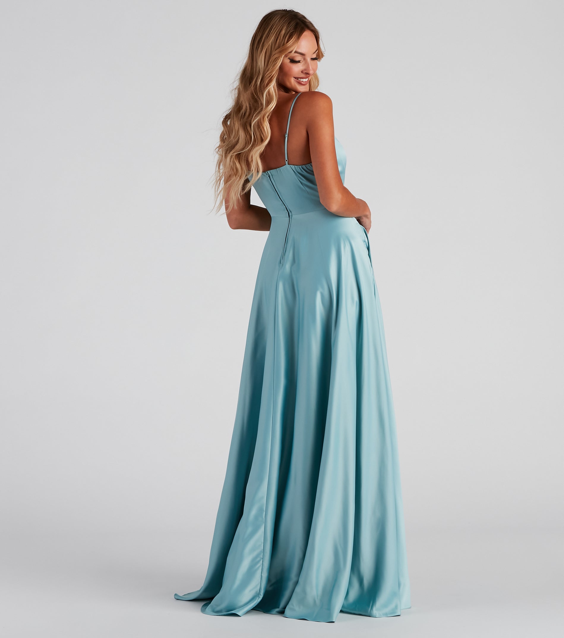 Juliet Formal High Slit Dress - LIGHT BLUE