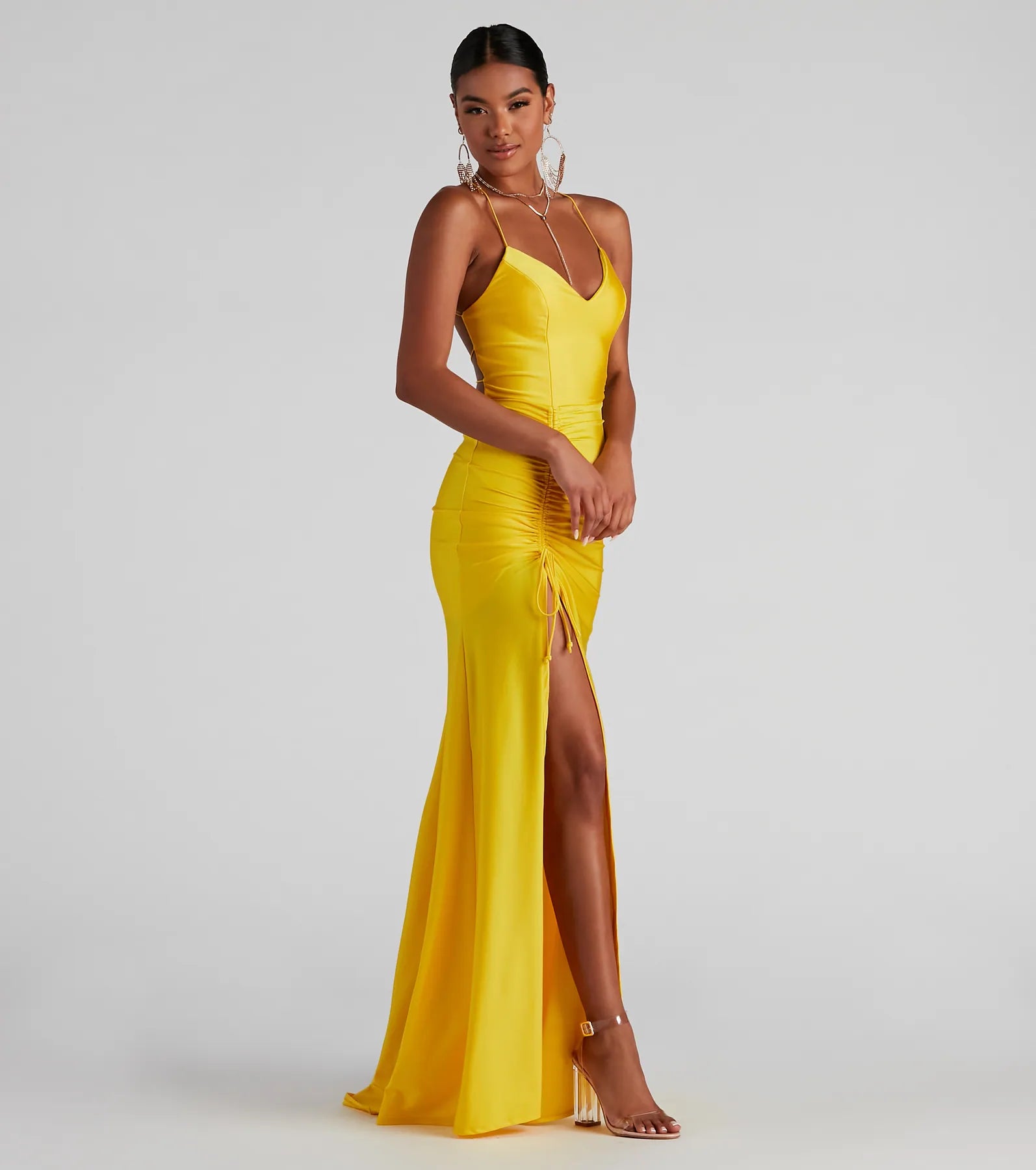 Whitney Formal High-Slit Mermaid Dress - YELLOW