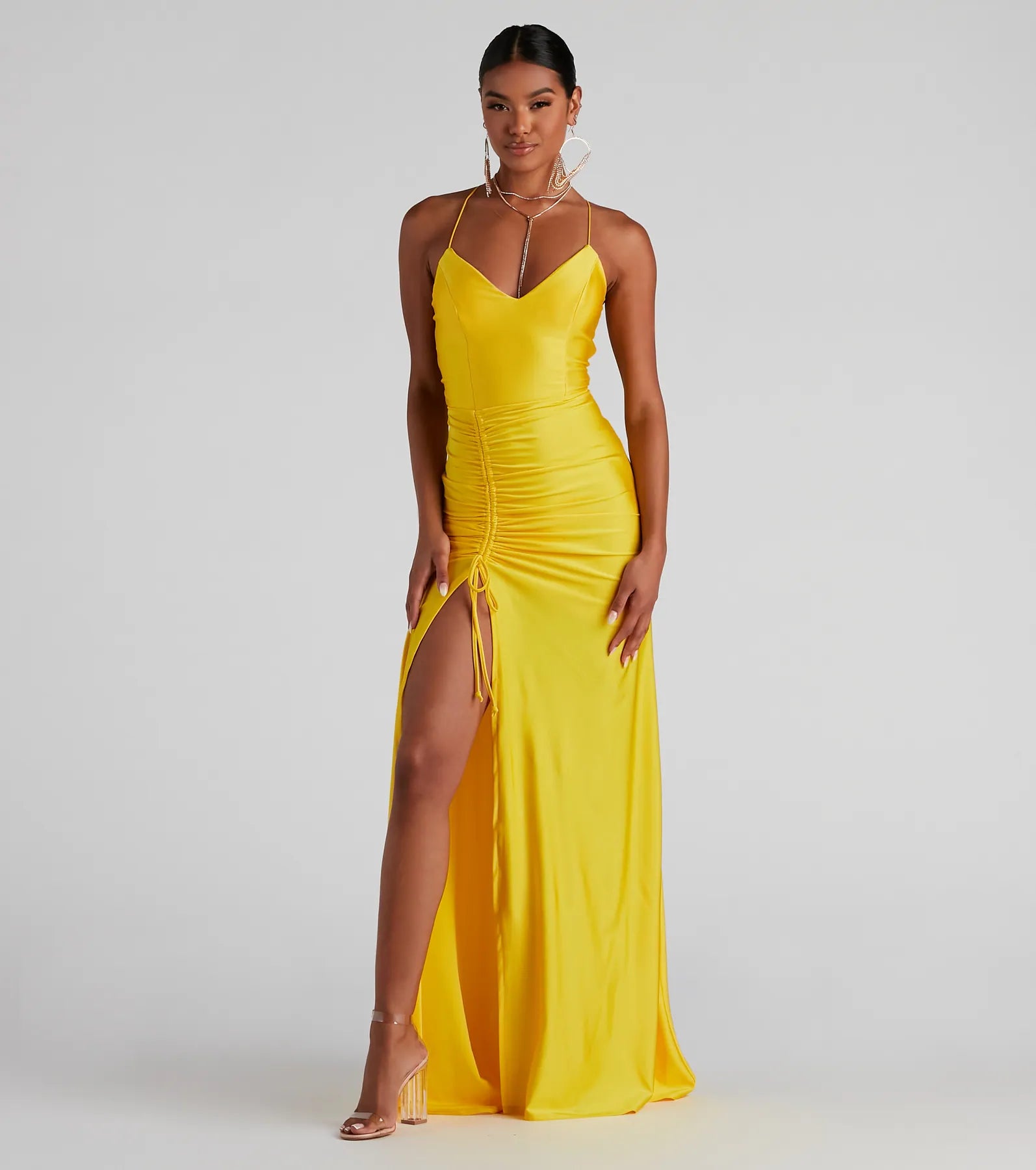 Whitney Formal High-Slit Mermaid Dress - YELLOW