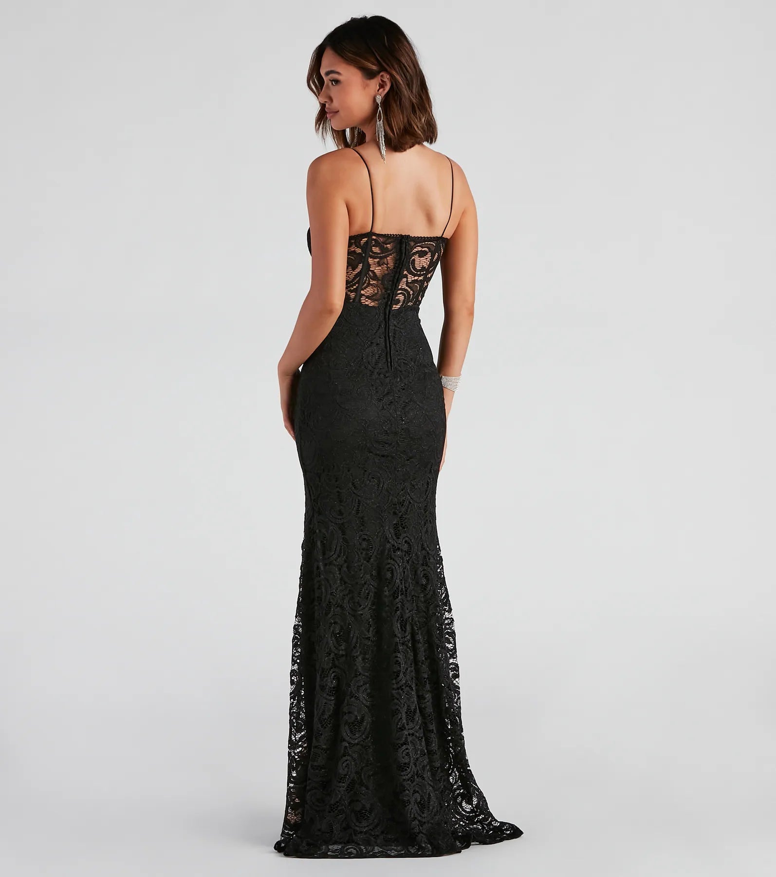 Vicky Formal Lace Corset Dress - BLACK