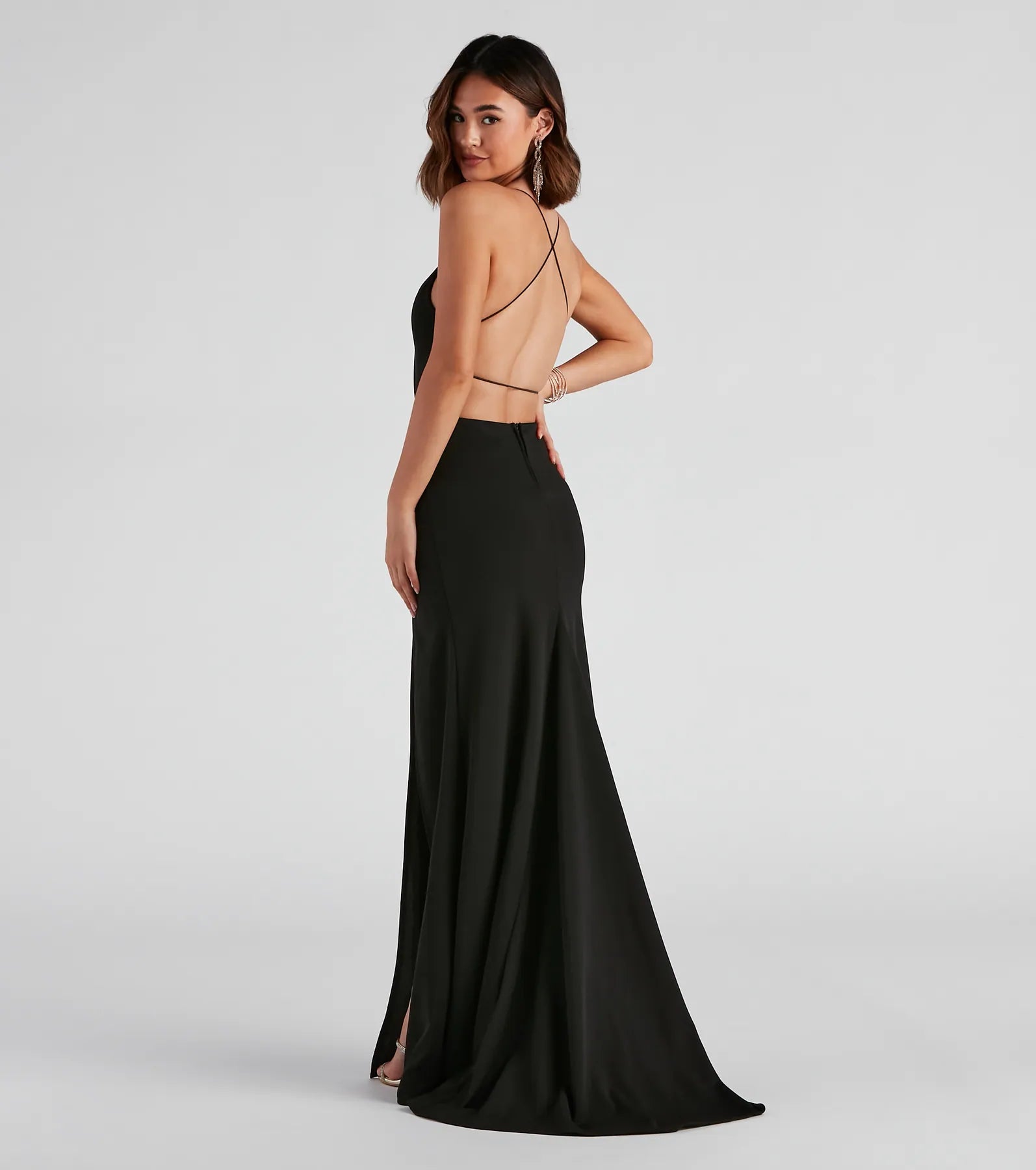 Clarice Formal Crepe Cutout Dress - BLACK