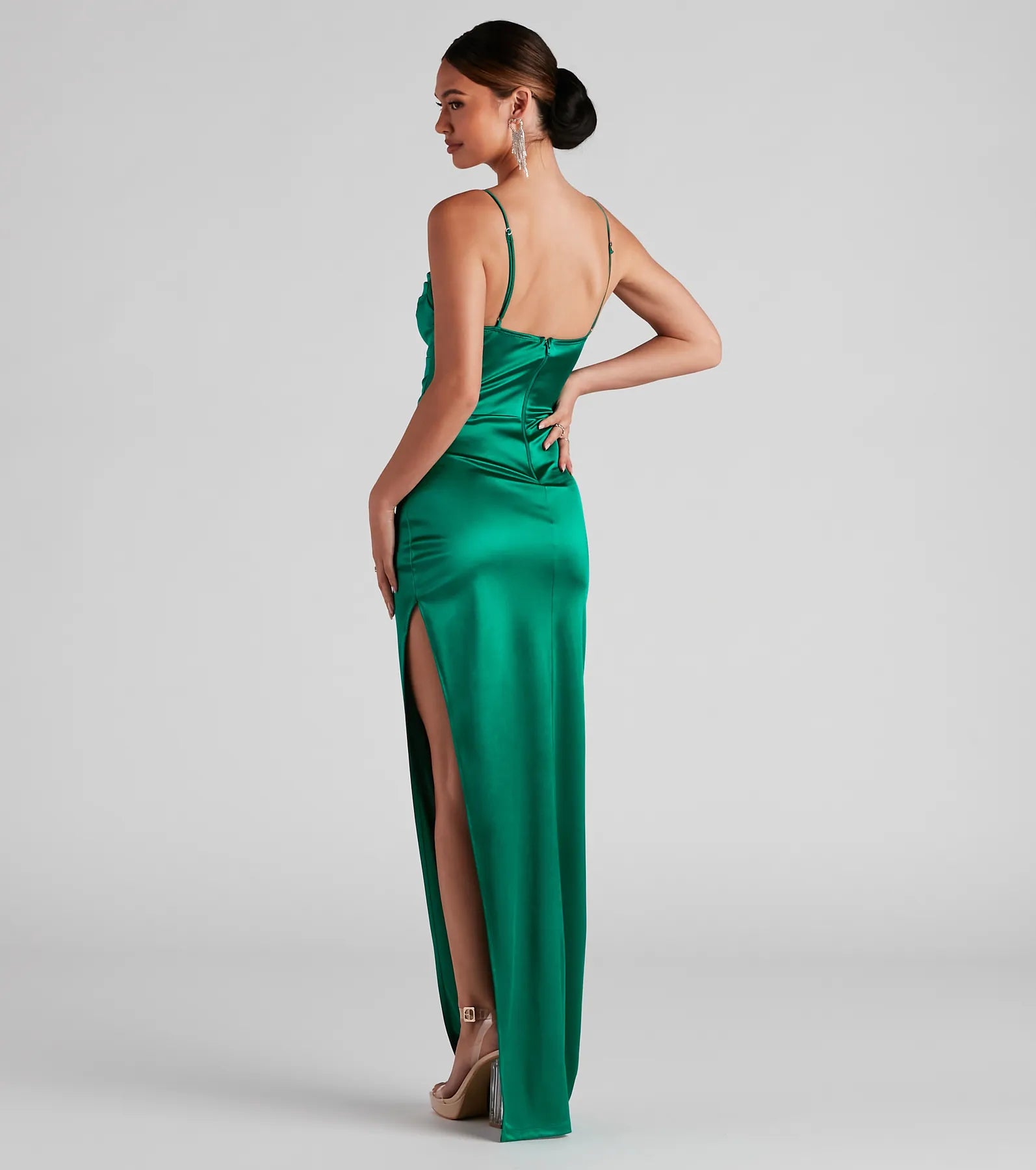 Carmella High Slit Corset Dress - GREEN
