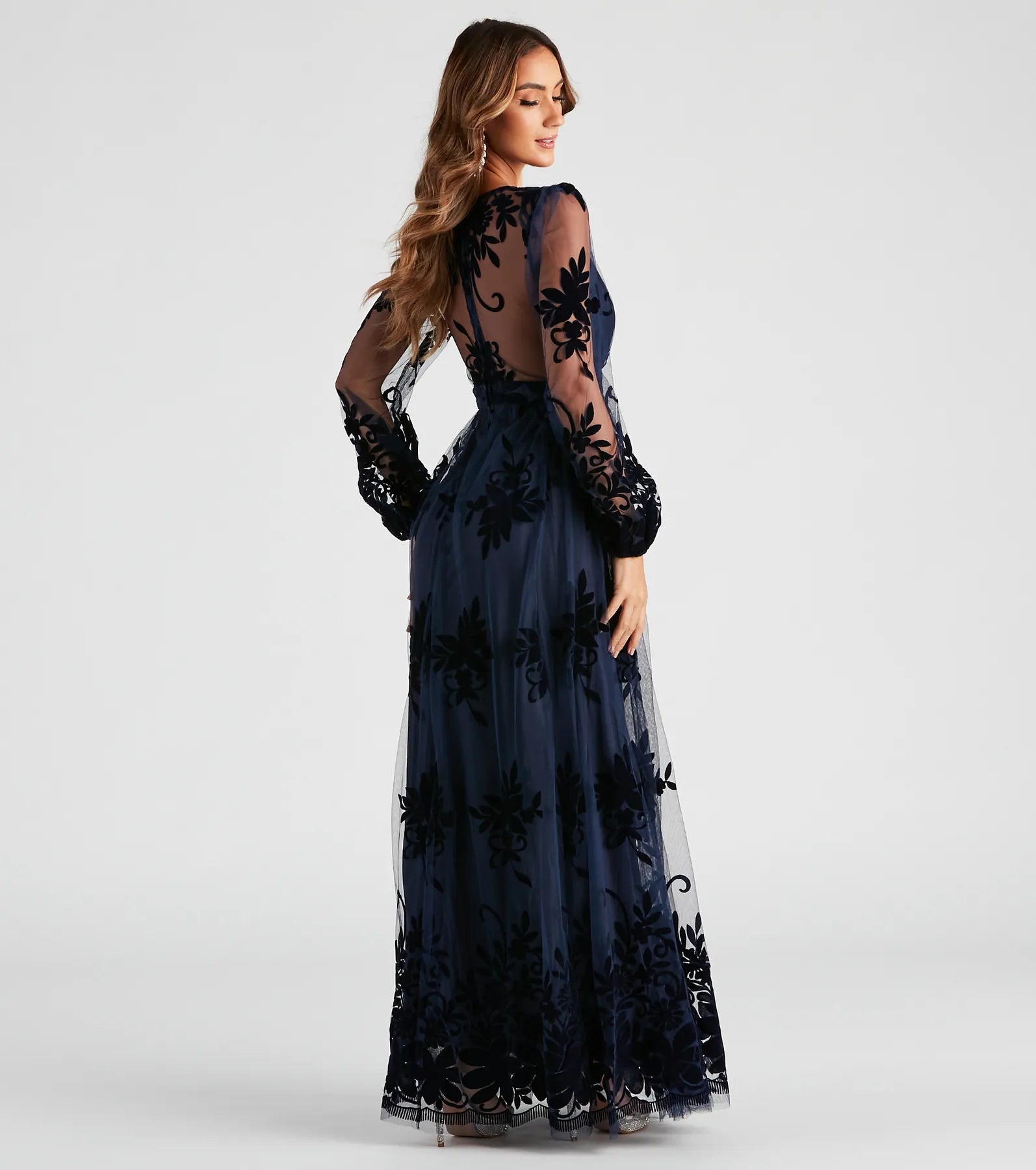 Evelyn Formal Plunge A-Line Dress - NAVY