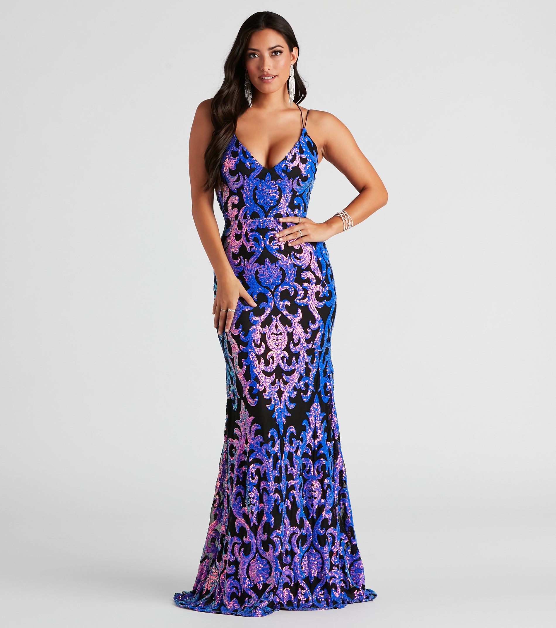 Lila Formal Open-Back Sequin Mermaid Dress - BLACK-3