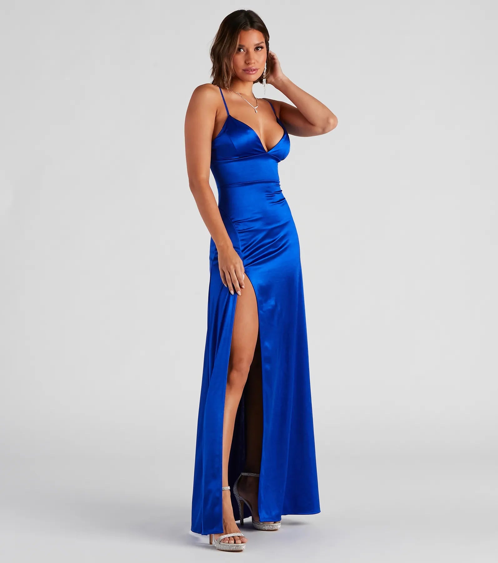 Carmen High-Slit Satin Formal Dress - ROYAL