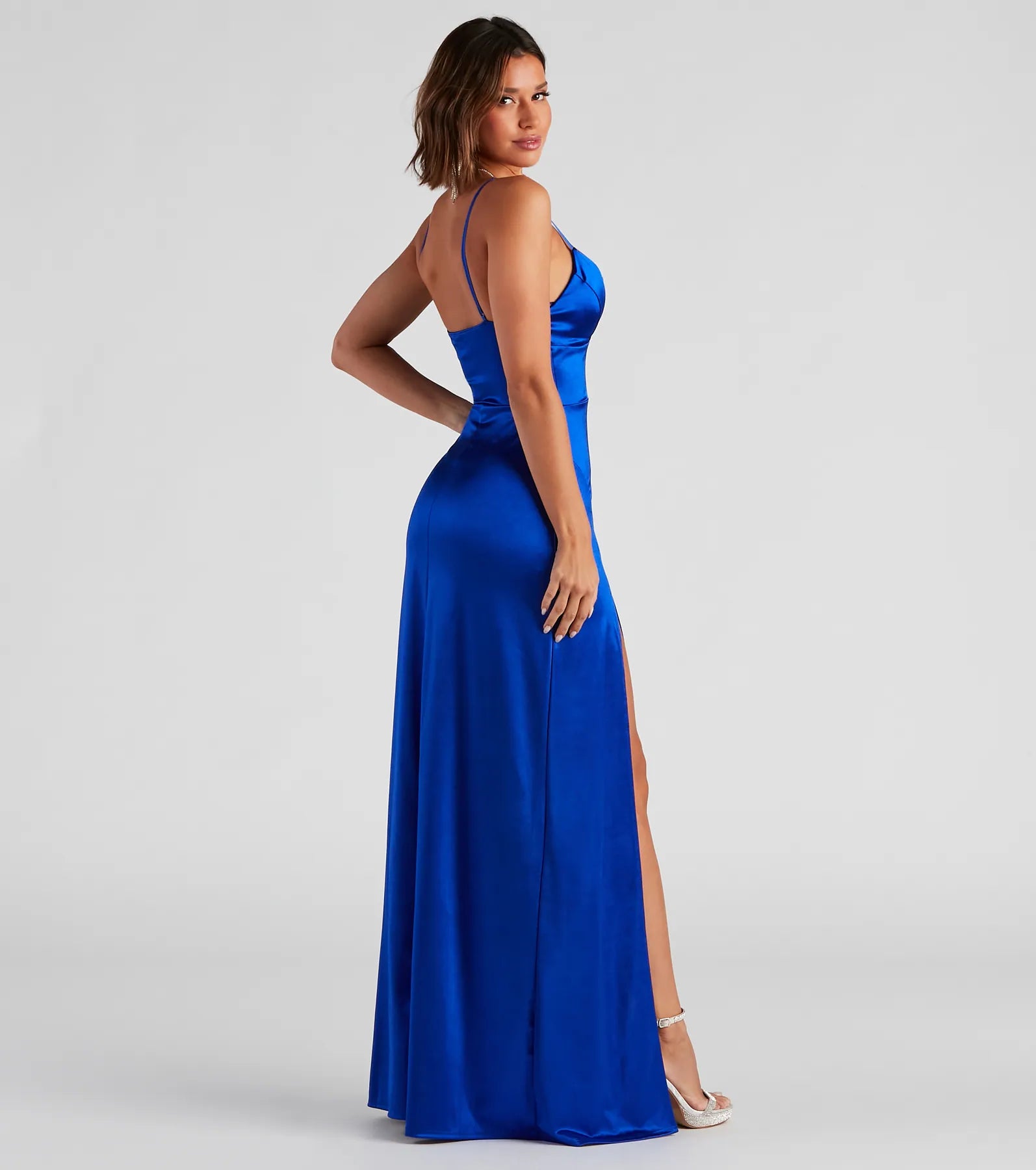 Carmen High-Slit Satin Formal Dress - ROYAL
