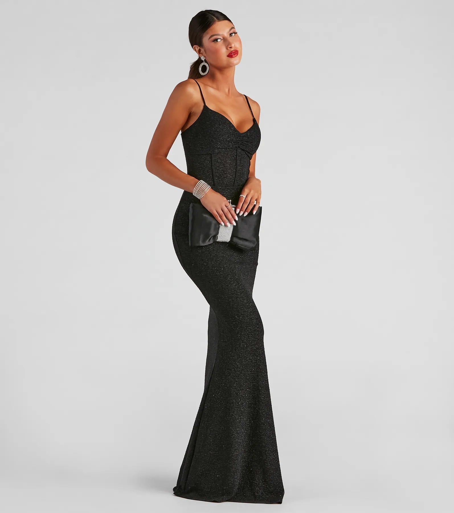 Kelsie Formal Glitter Mermaid Dress - BLACK