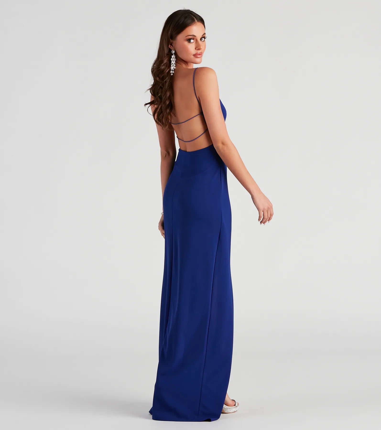 Christly Formal Crepe Surplice Dress - ROYAL