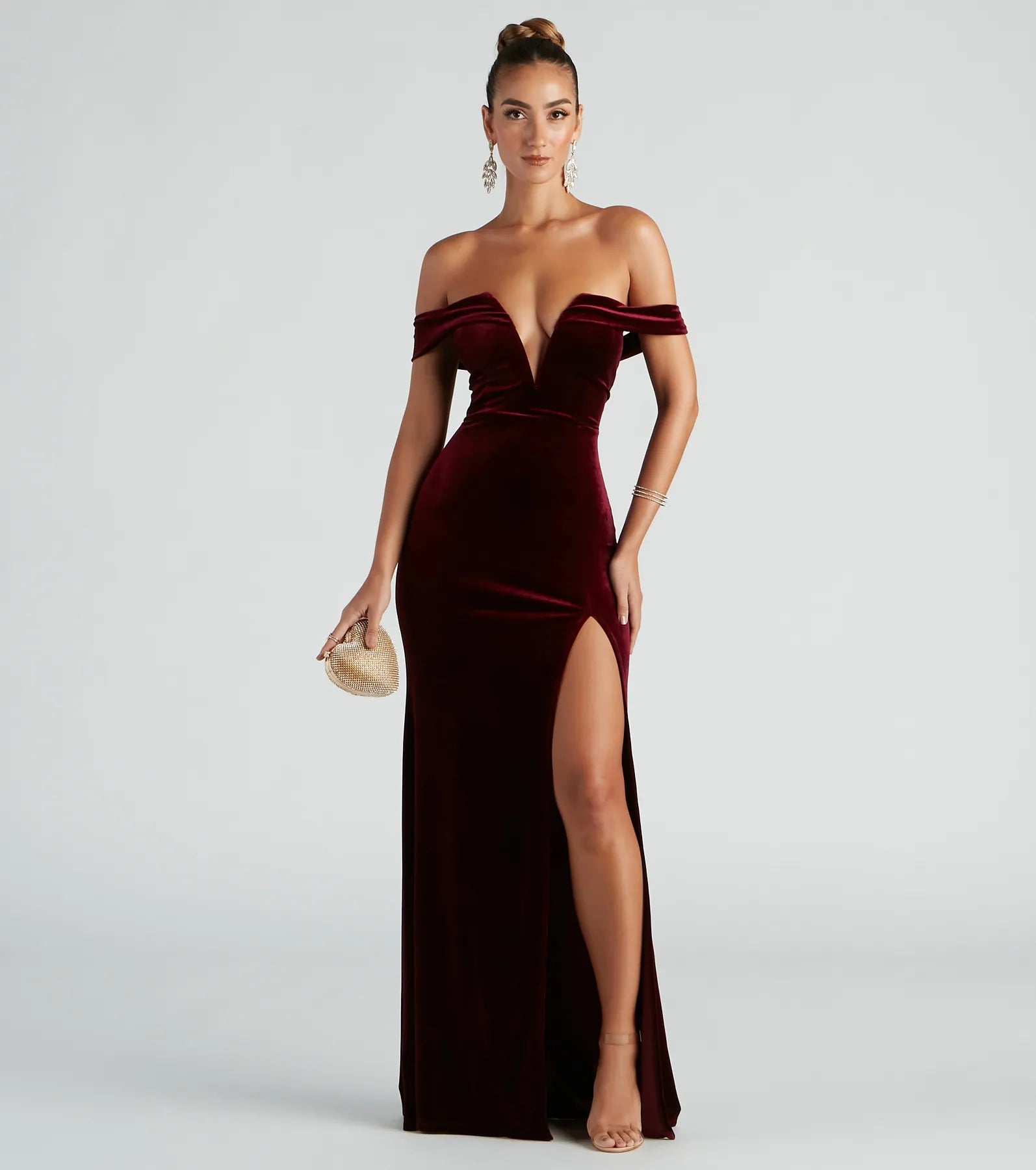 Kerri Formal Velvet Mermaid Dress - MAROON