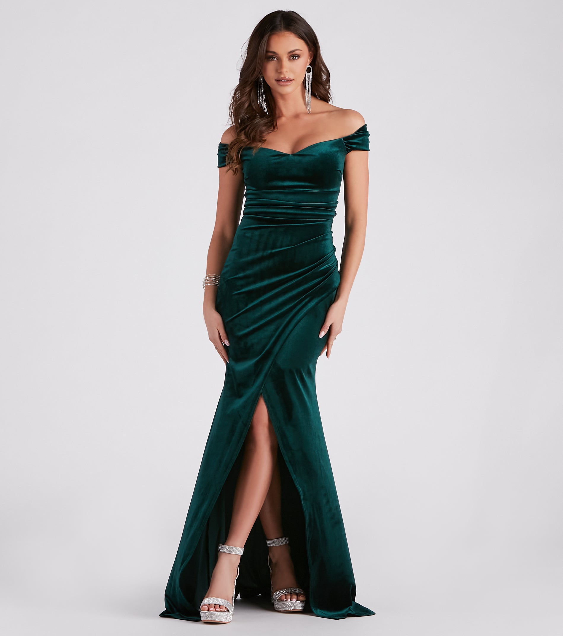 Georgina Formal Velvet Long Dress - HUNTER