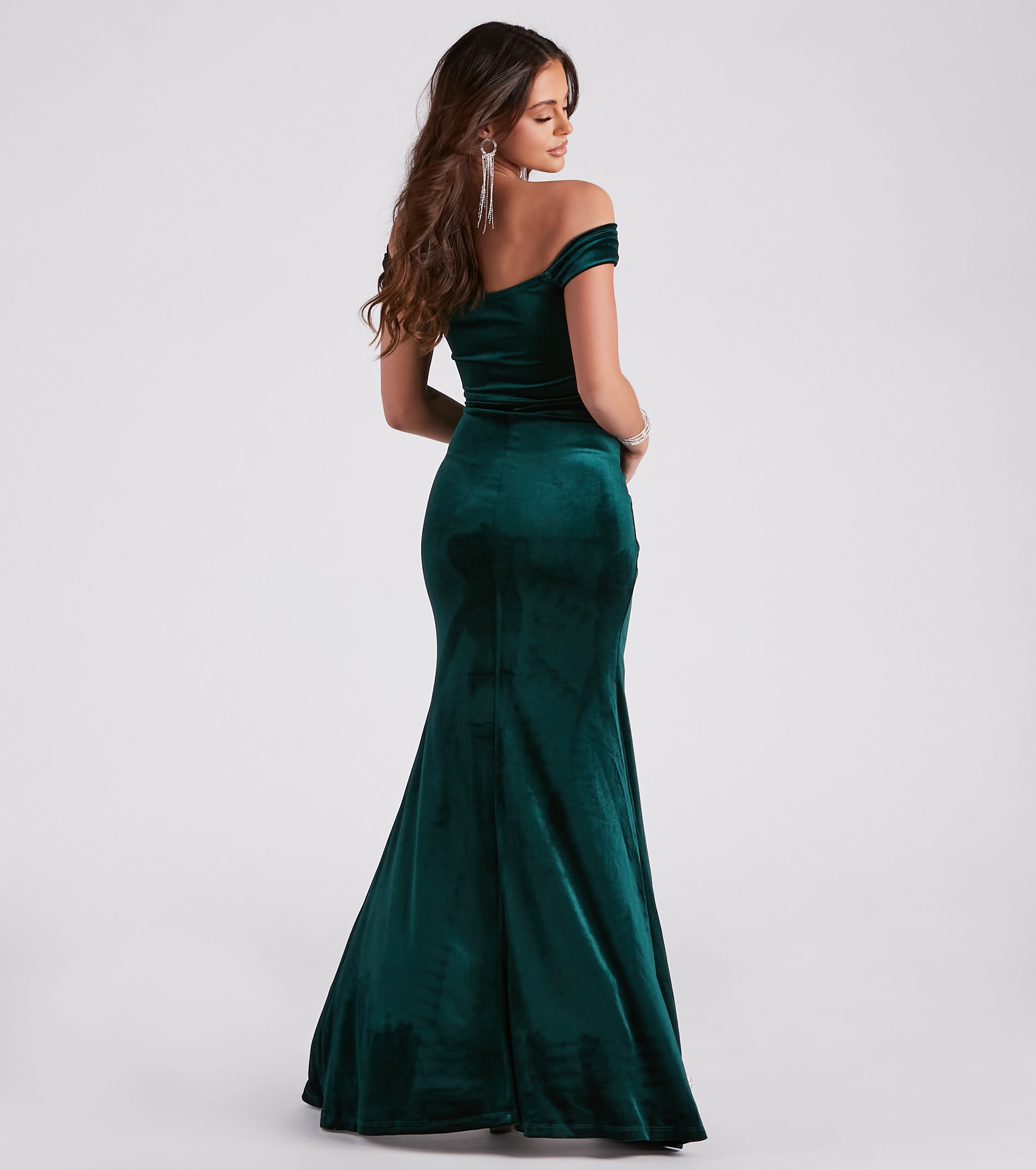 Georgina Formal Velvet Long Dress - HUNTER