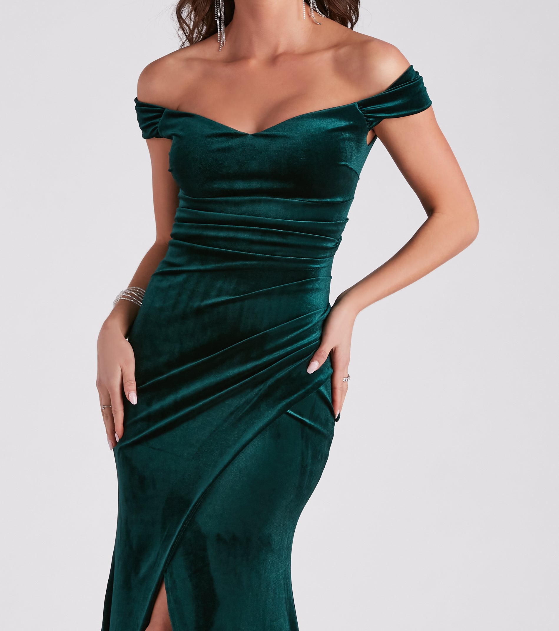 Georgina Formal Velvet Long Dress - HUNTER