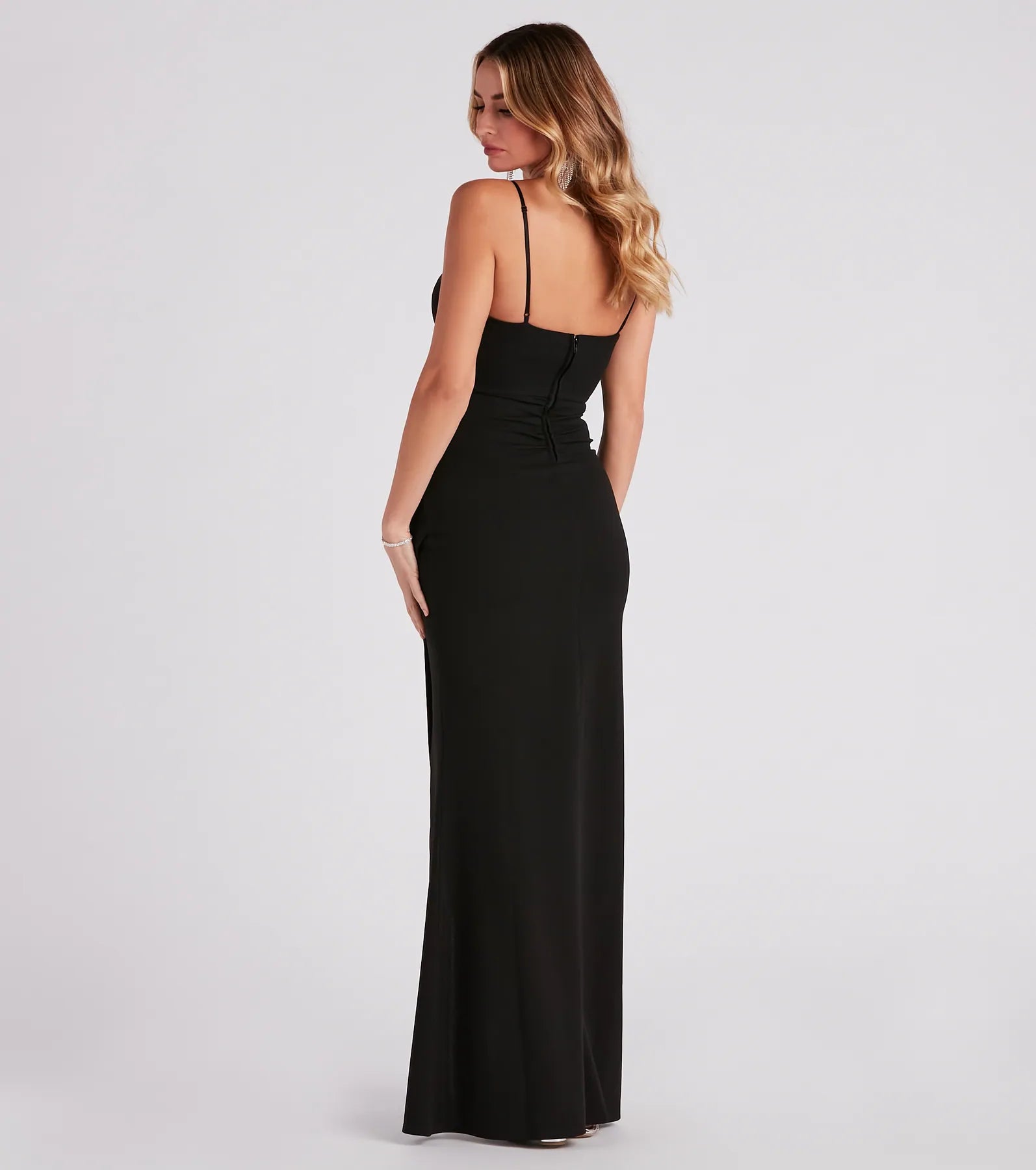 Skyler Formal A-Line Crepe Dress - BLACK
