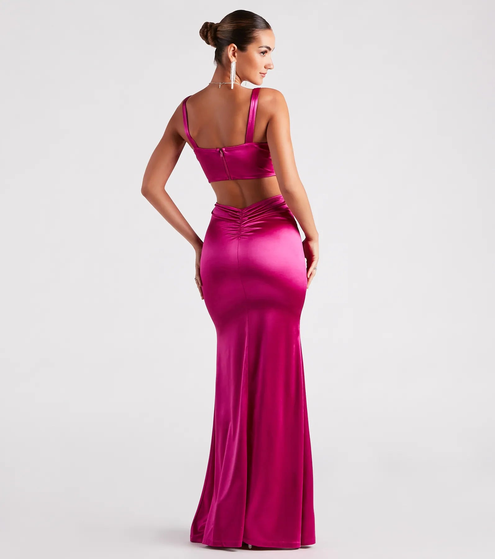 Sloane Satin Corset Formal Dress - MAGENTA