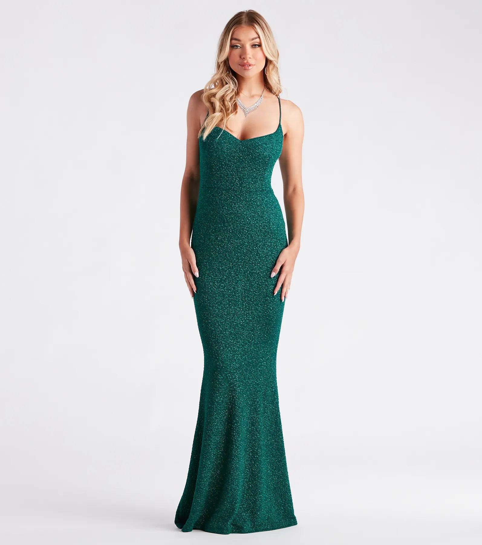 Ainsley Glittering Evening Gown - GREEN