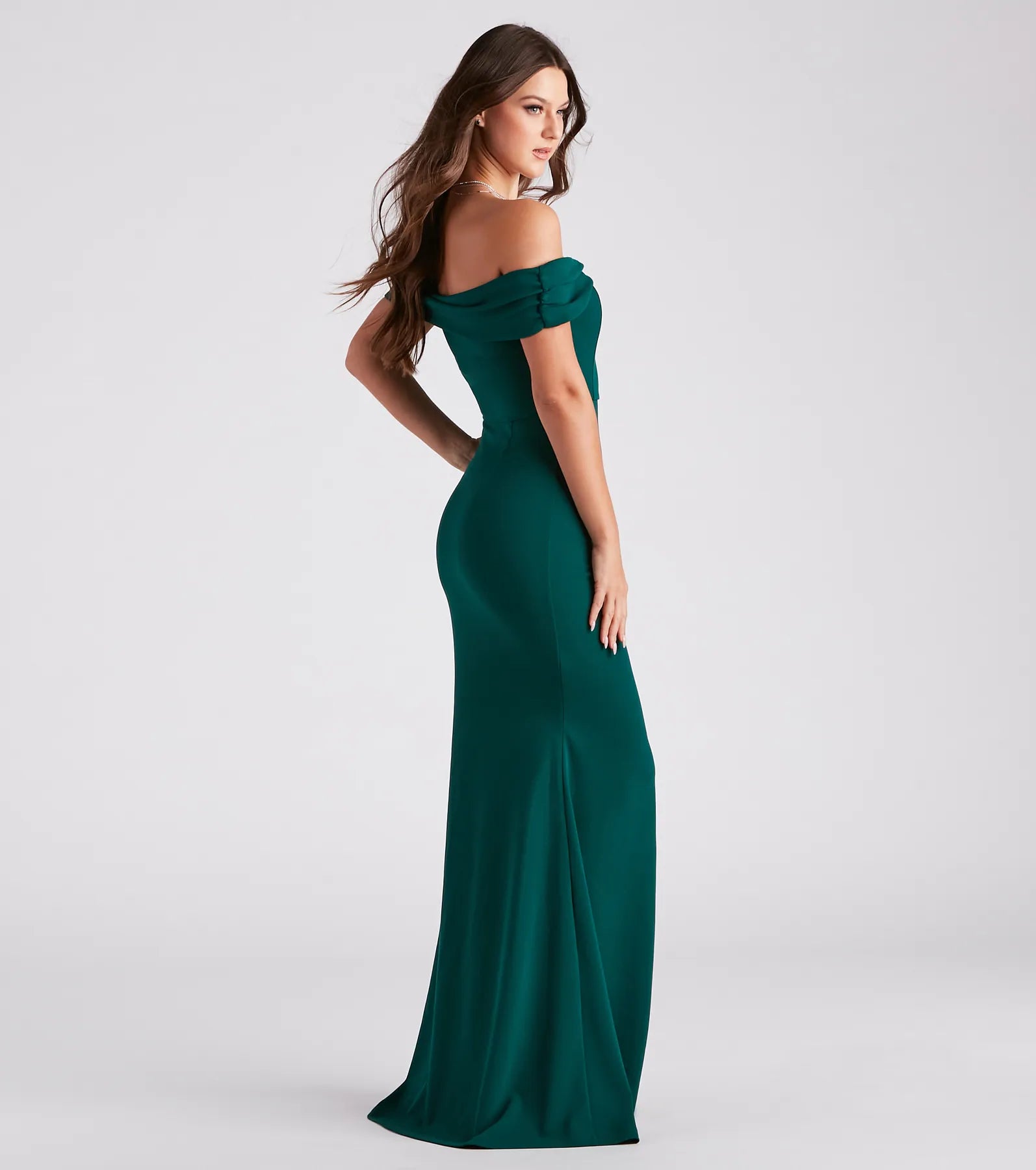 Samantha Formal Crepe Slit Dress - HUNTER