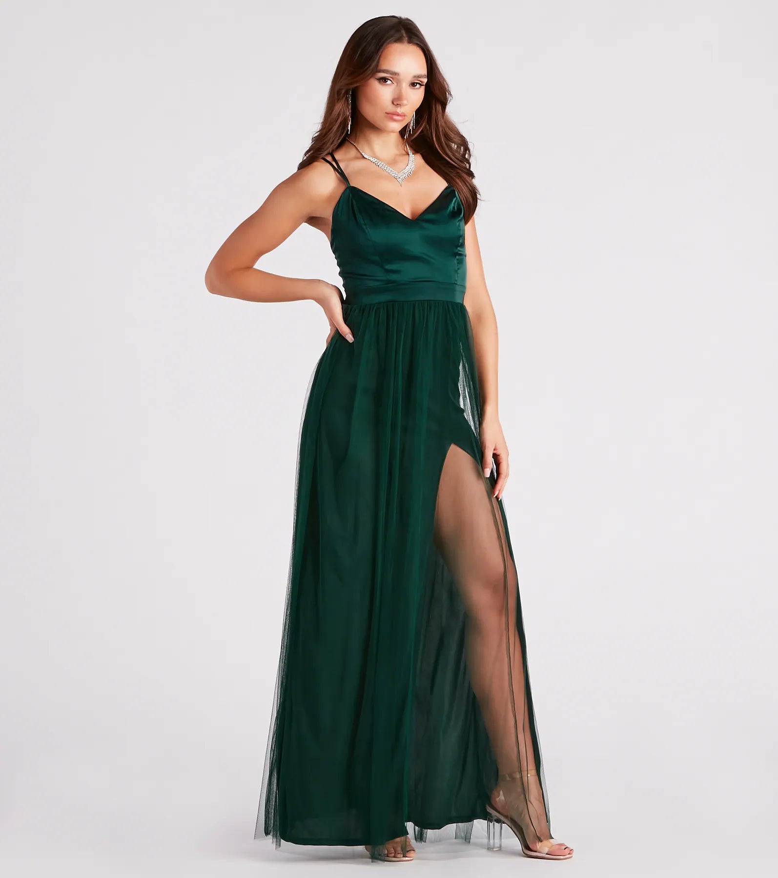 Haisley Formal Tulle And Satin Dress - HUNTER