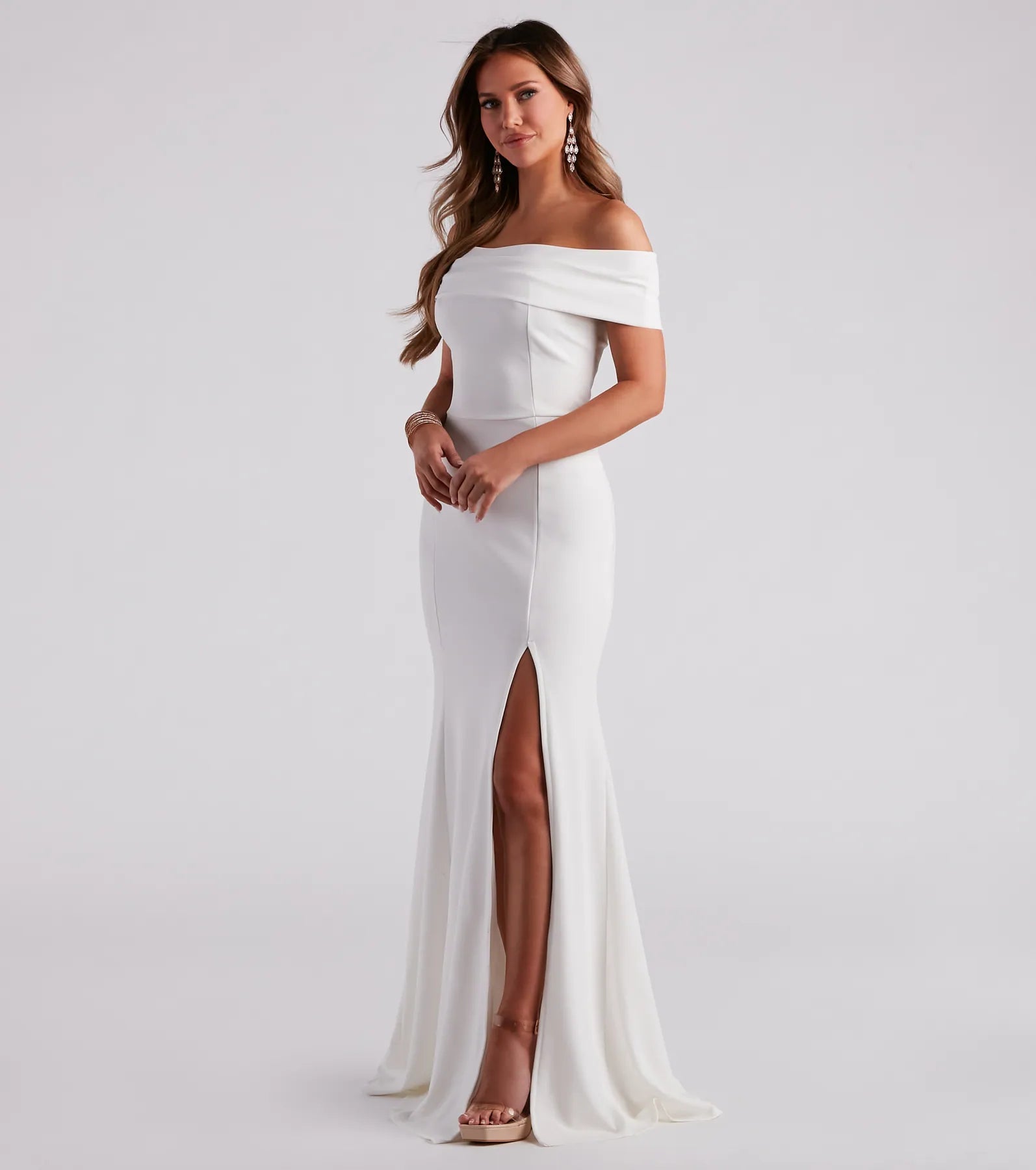 Layci Formal High Slit Dress - WHITE