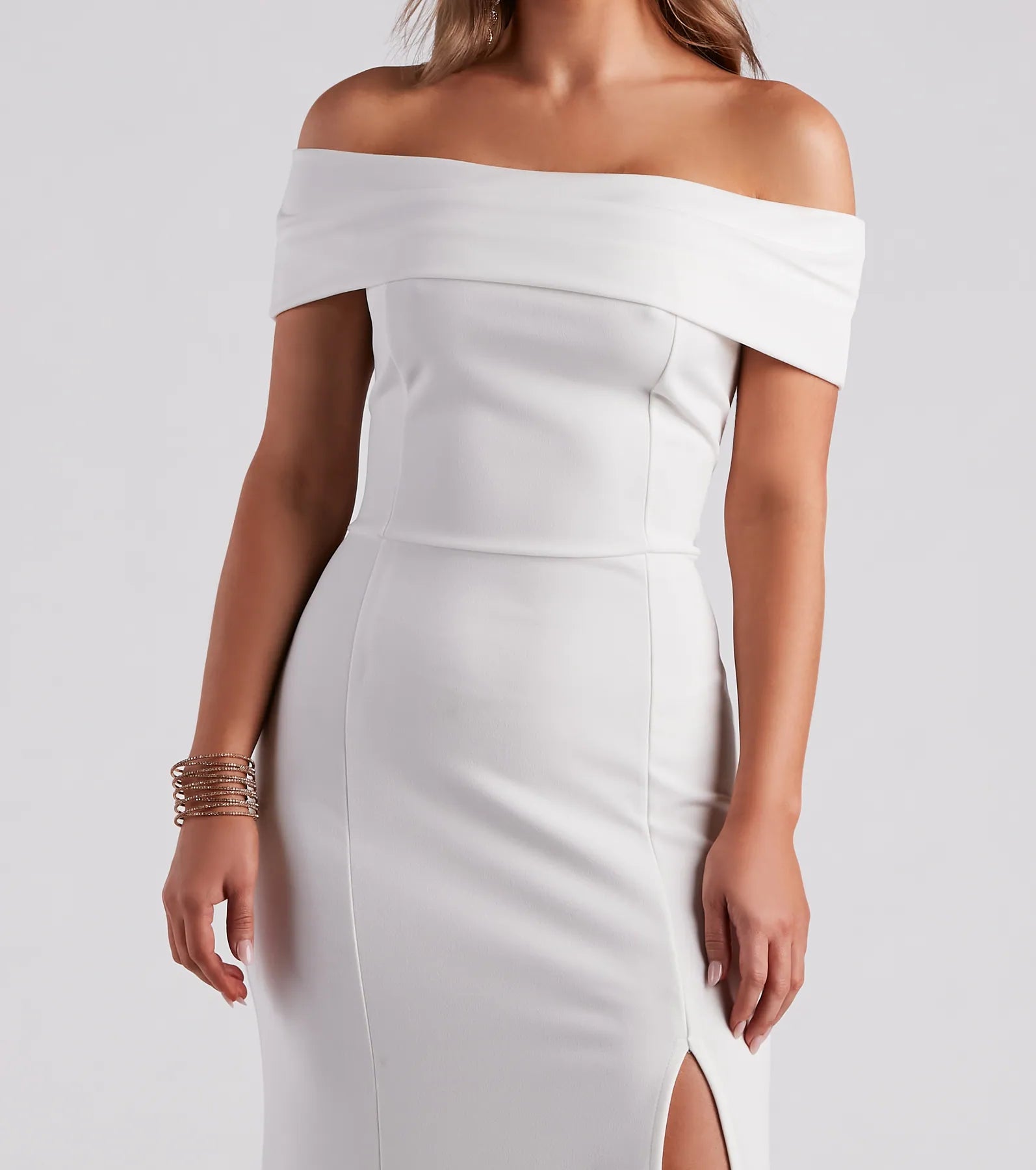 Layci Formal High Slit Dress - WHITE