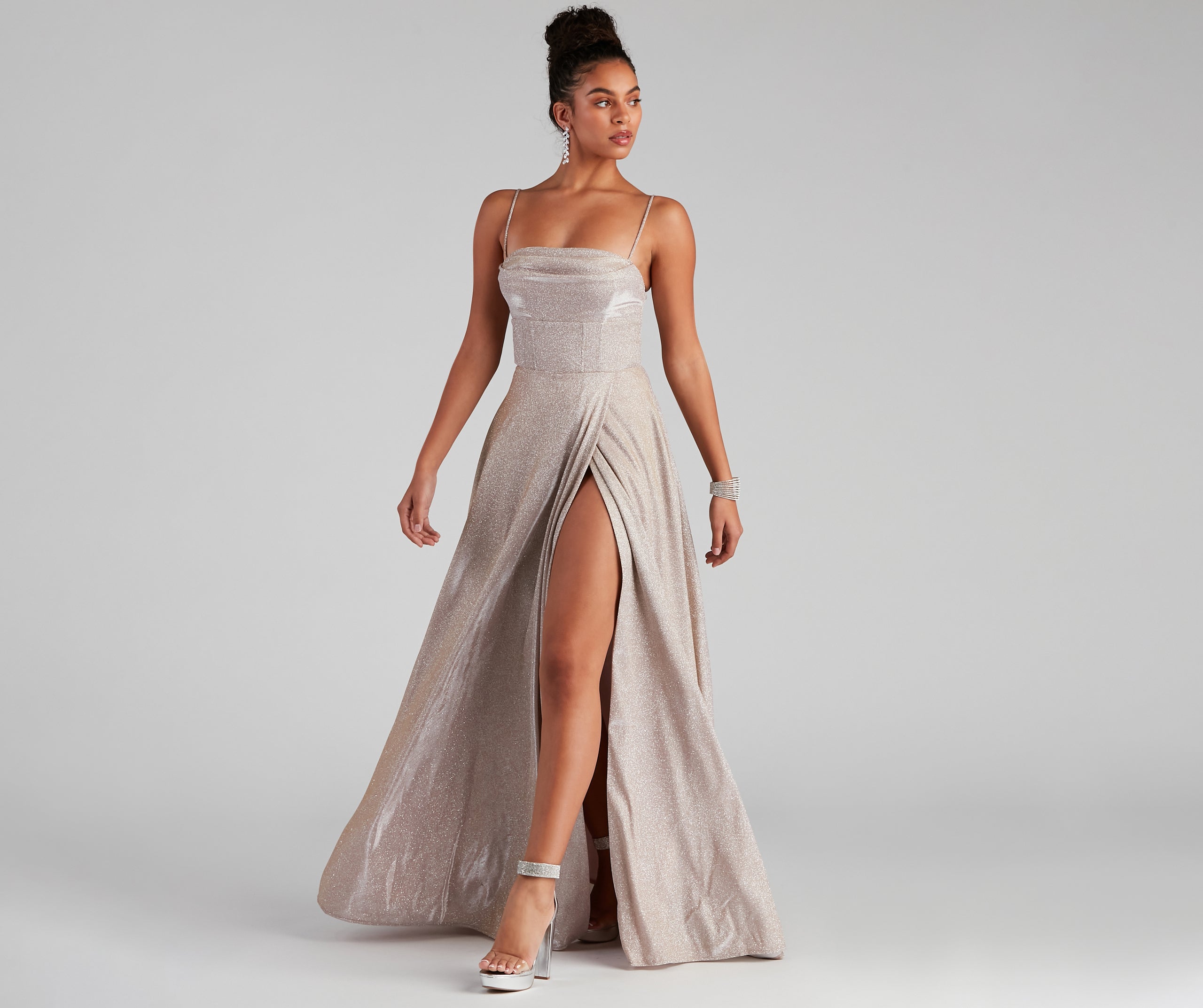 Denice Corset A-Line Wrap Formal Dress - NUDE-2