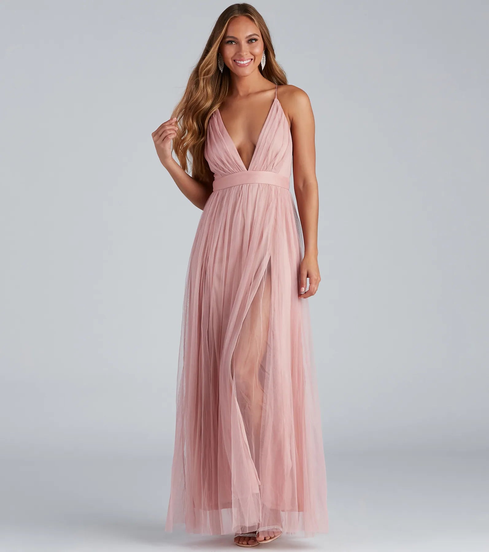 Elisabeth Pleated Tulle Formal Dress - MAUVE