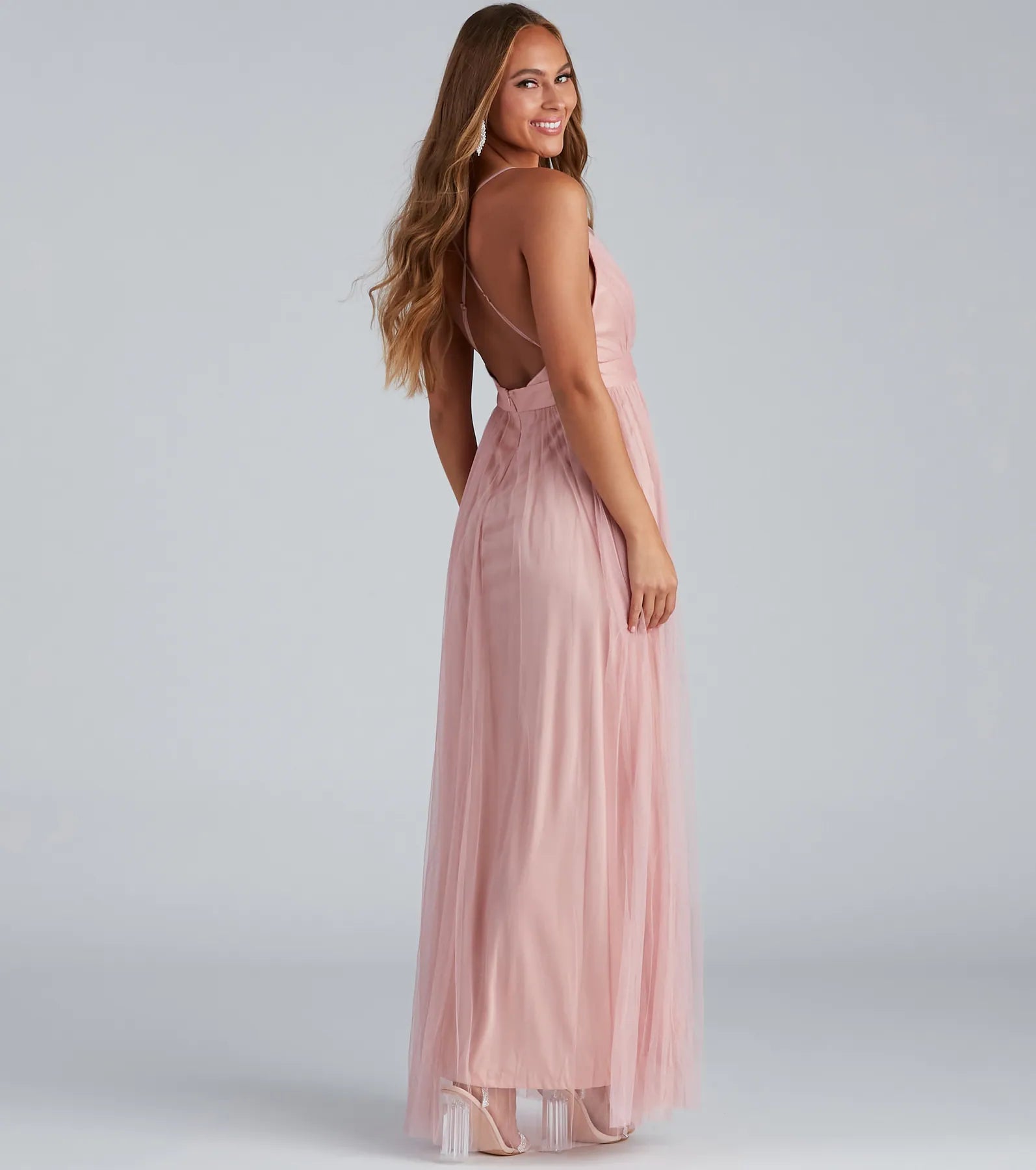 Elisabeth Pleated Tulle Formal Dress - MAUVE