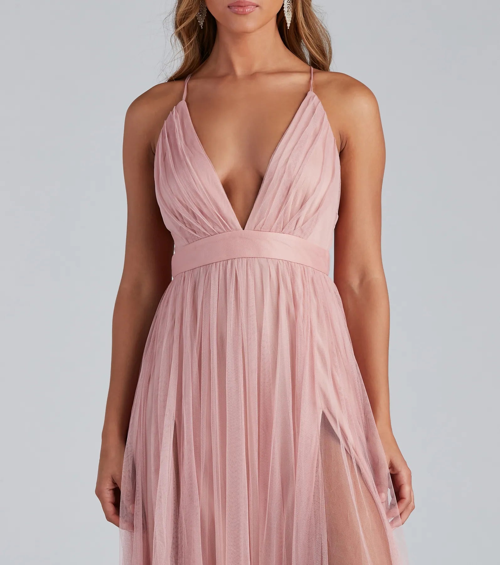Elisabeth Pleated Tulle Formal Dress - MAUVE