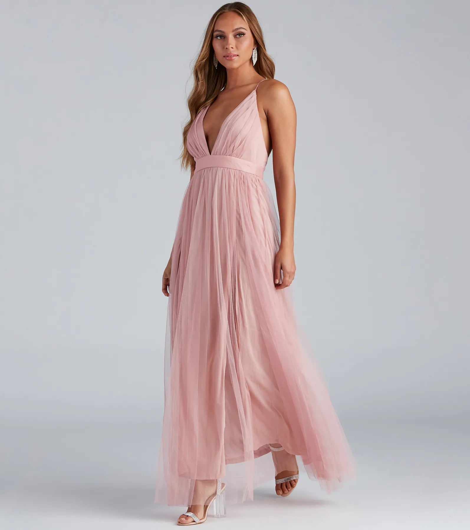 Elisabeth Pleated Tulle Formal Dress - MAUVE