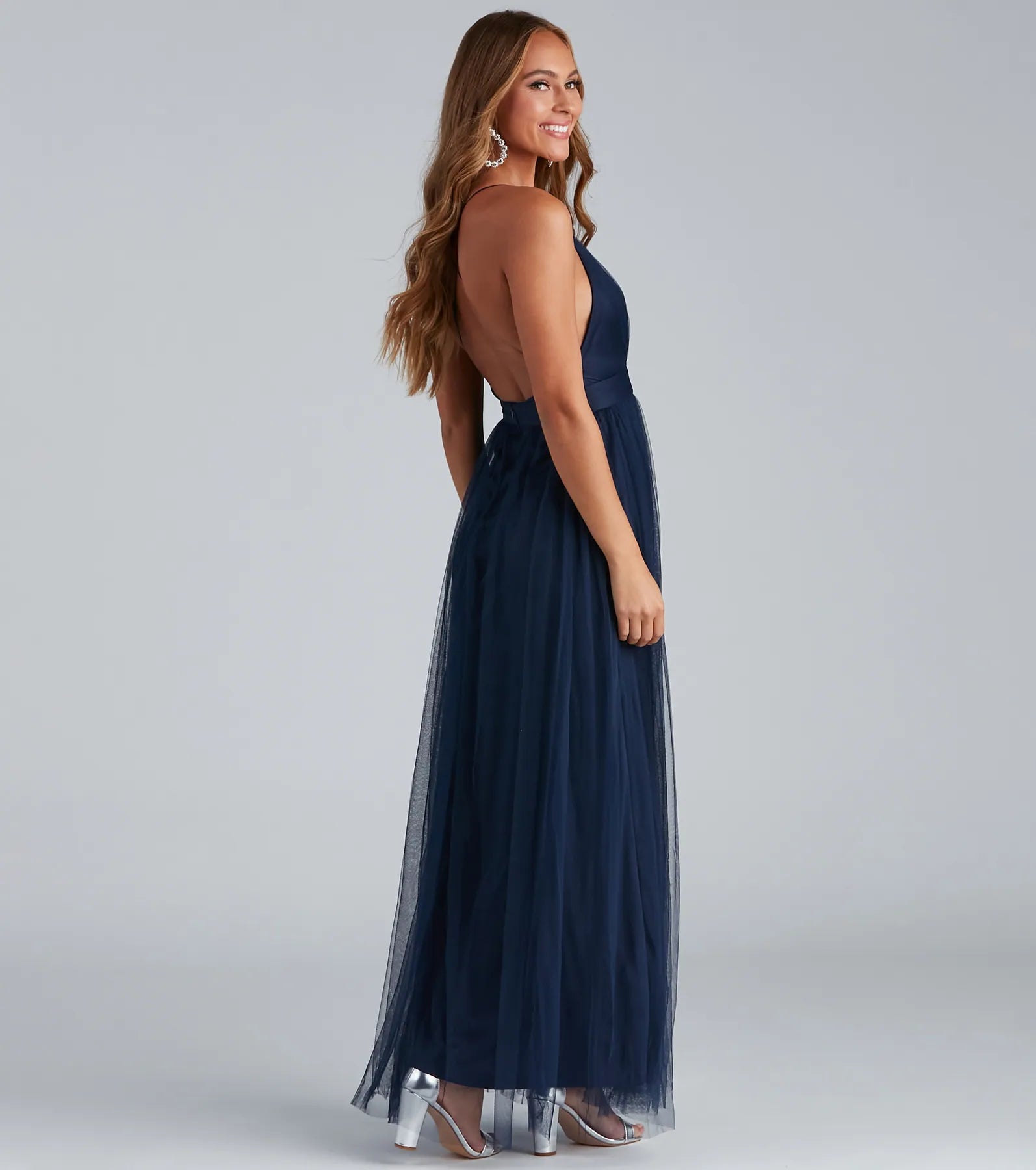 Elisabeth Pleated Tulle Formal Dress - NAVY