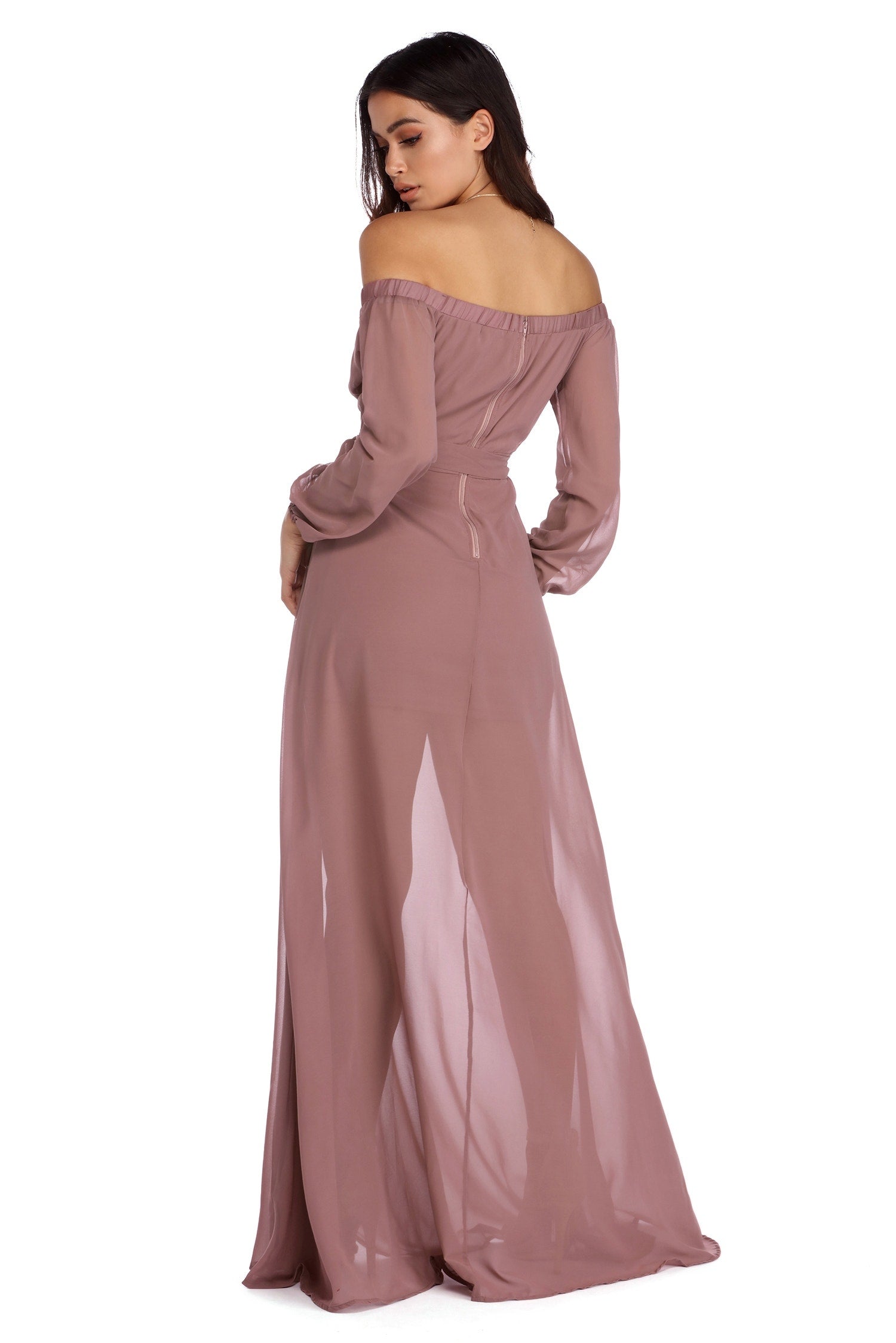 Britt Wrap Formal Floral Dress - MAUVE