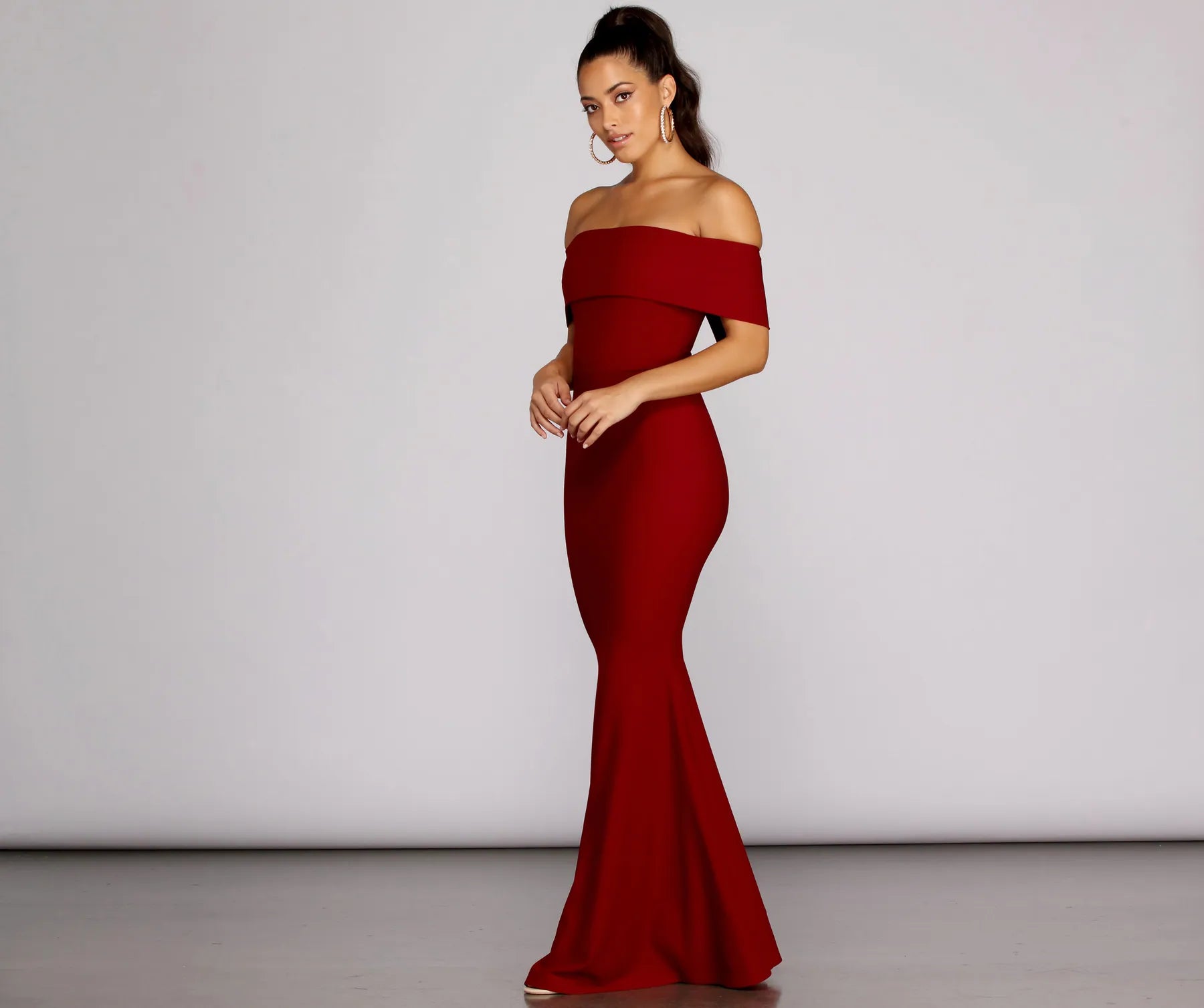 Maddison Sleeveless Mermaid Dress - BURGUNDY