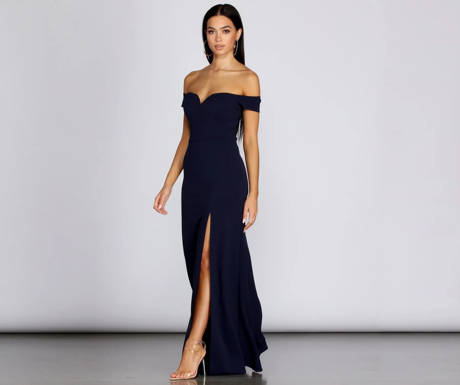 Myra Formal High Slit Dress - NAVY