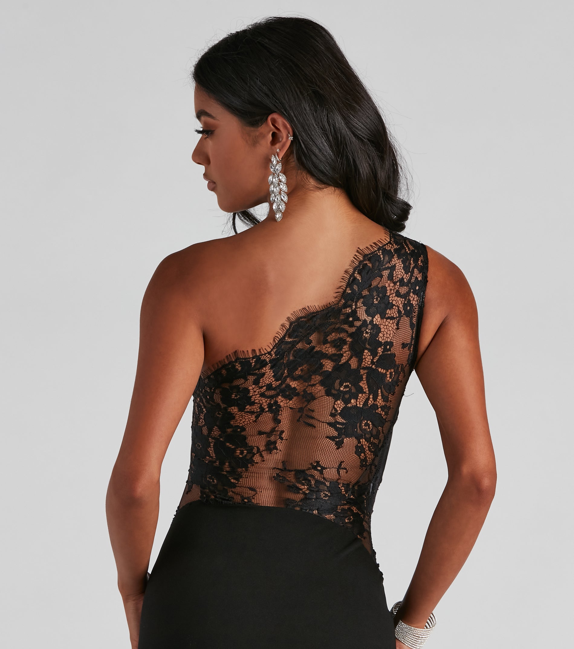 Mara Crepe One Shoulder Gown - BLACK