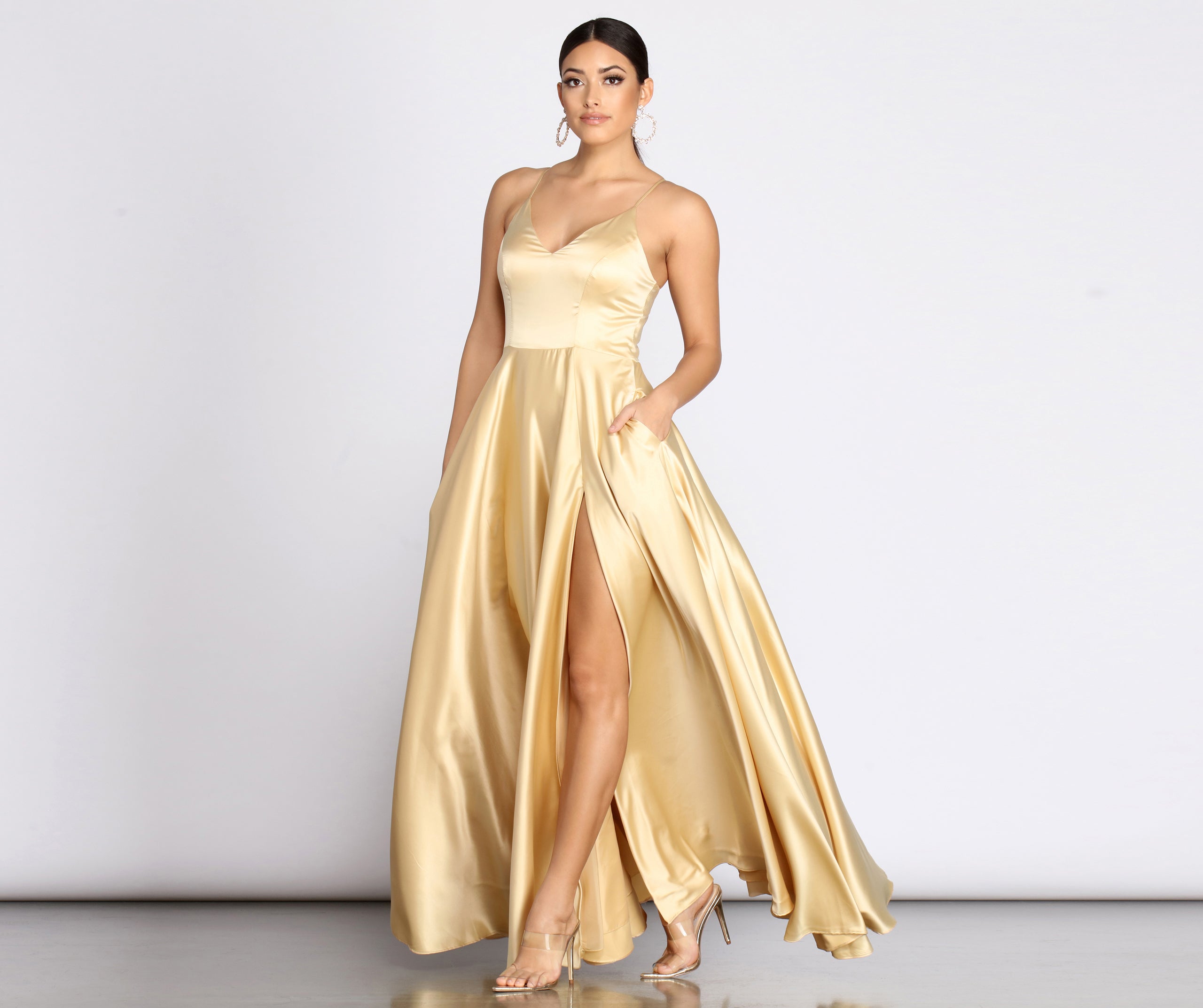 Juliet Formal High Slit Dress - GOLD