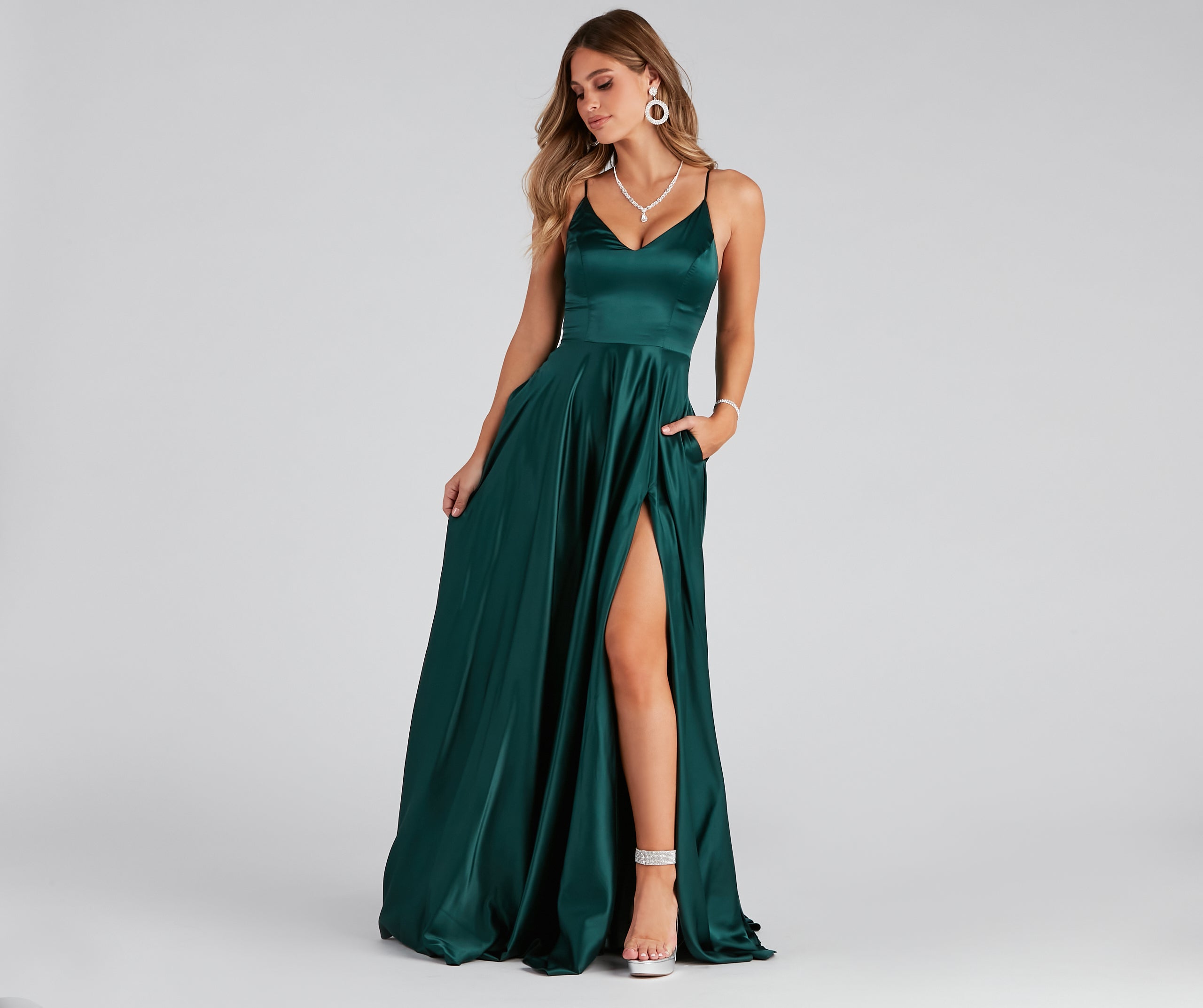 Juliet Formal High Slit Dress - HUNTER