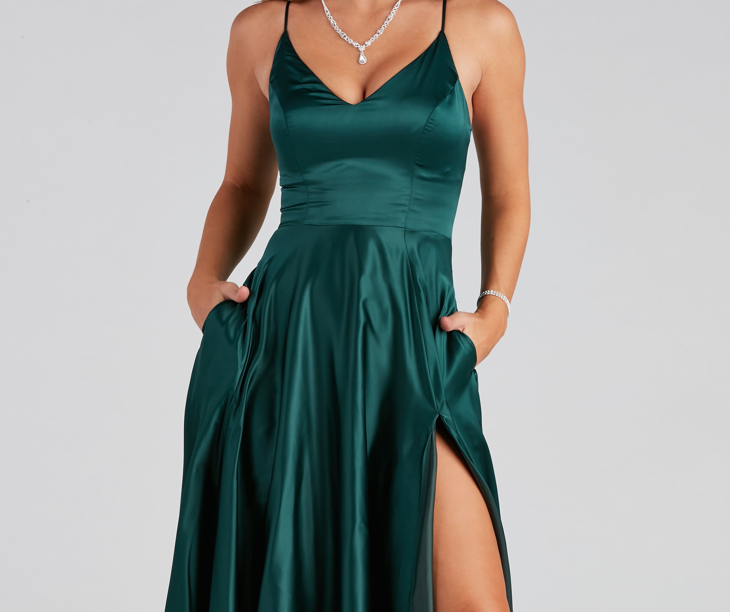 Juliet Formal High Slit Dress - HUNTER