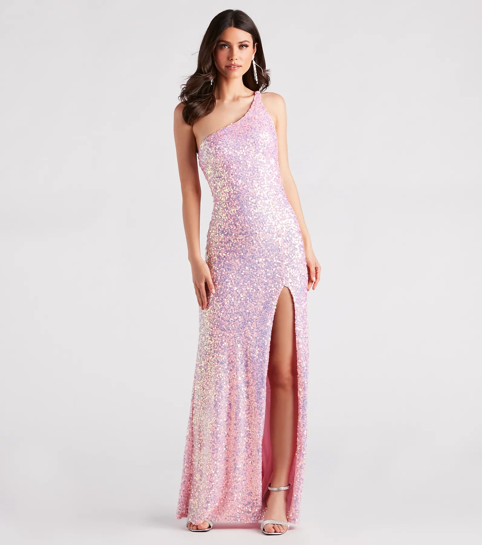 Lyla Formal One-Shoulder Sequin Dress - PINK