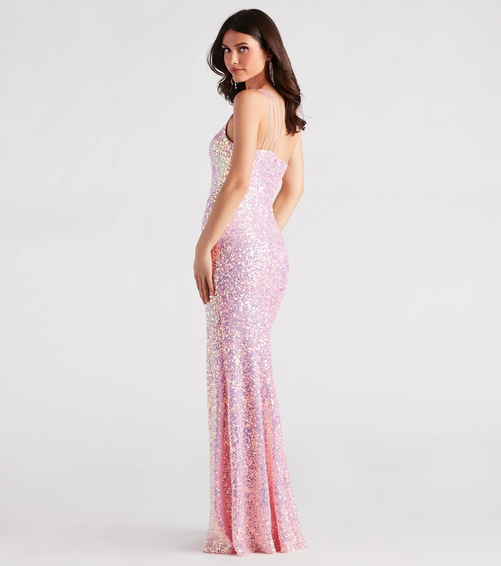 Lyla Formal One-Shoulder Sequin Dress - PINK