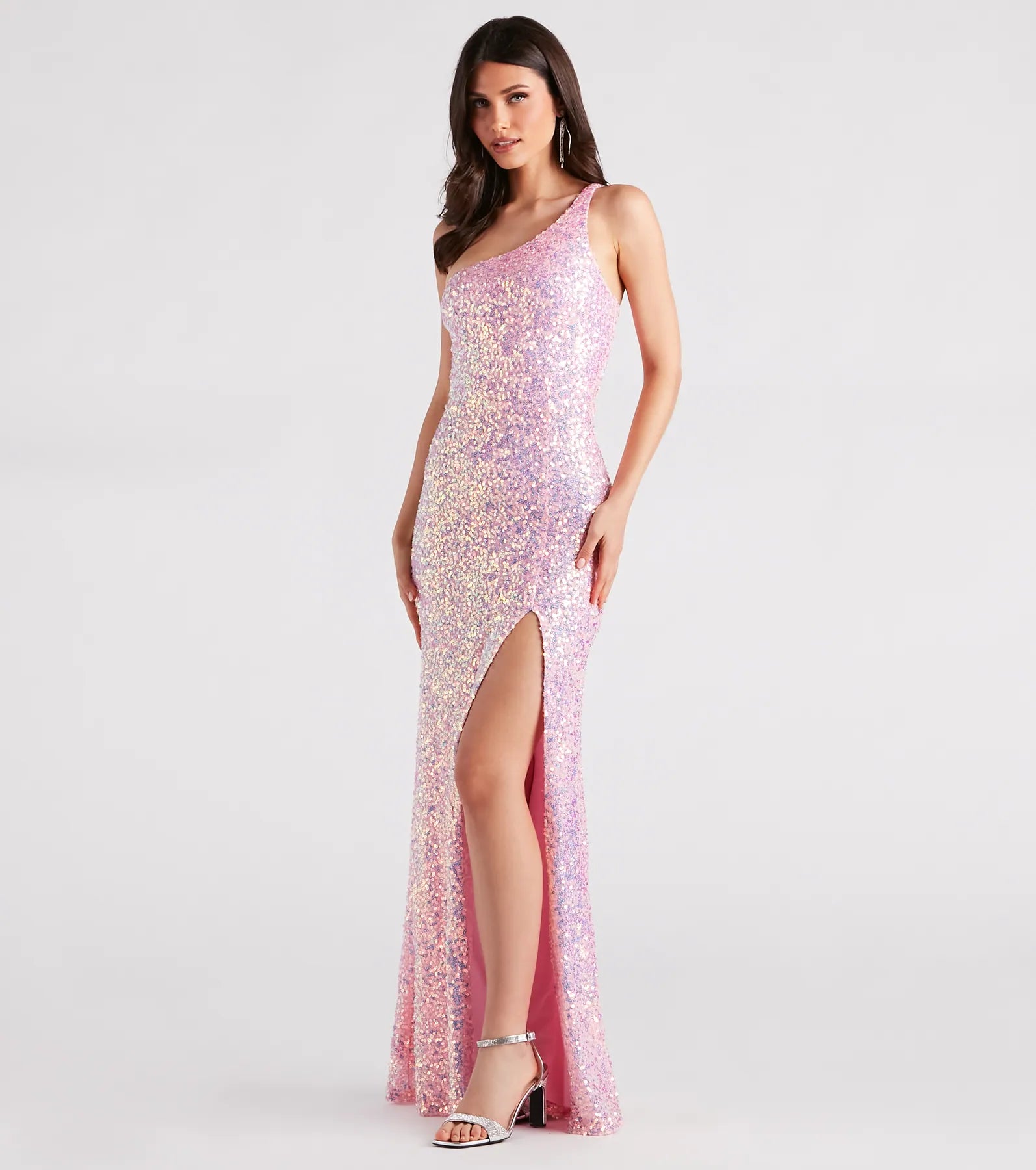 Lyla Formal One-Shoulder Sequin Dress - PINK