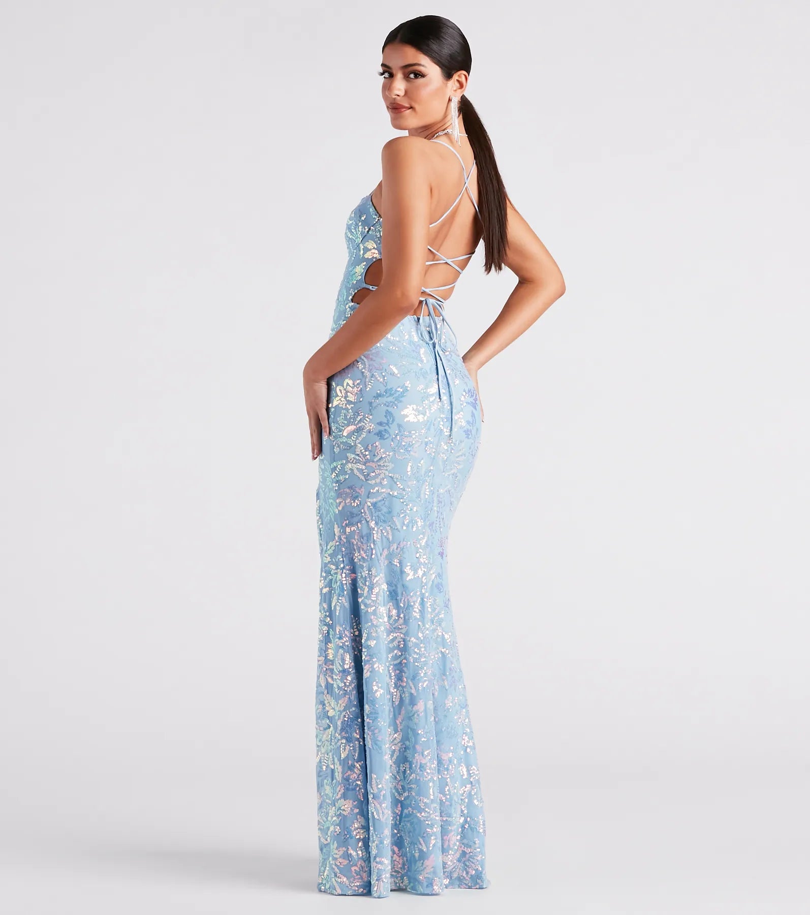 Raquel Formal Sequin Mermaid Dress - LIGHT BLUE