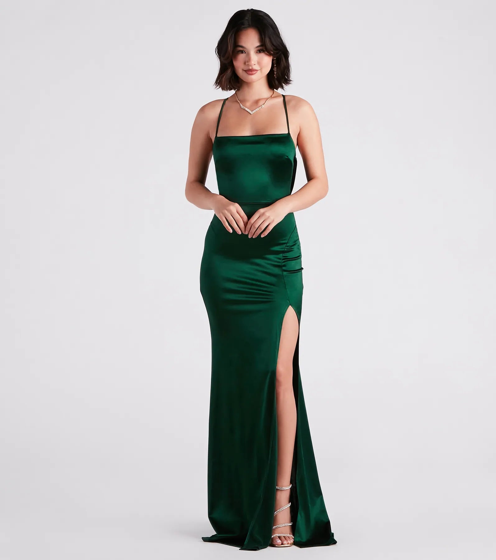 Ilya Satin Backless Mermaid Dress - HUNTER
