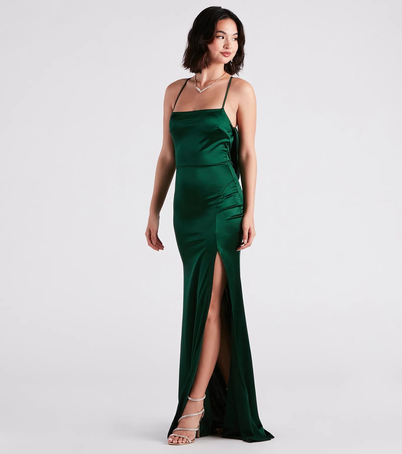 Ilya Satin Backless Mermaid Dress - HUNTER