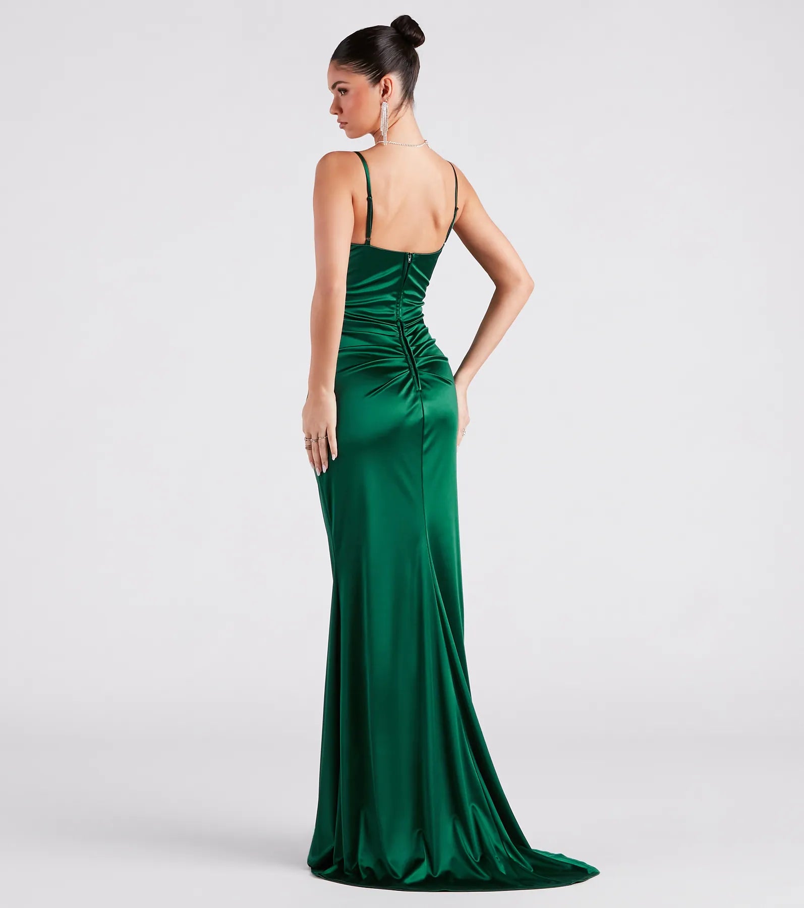 Marley Formal Satin Cowl Neck Mermaid Dress - HUNTER