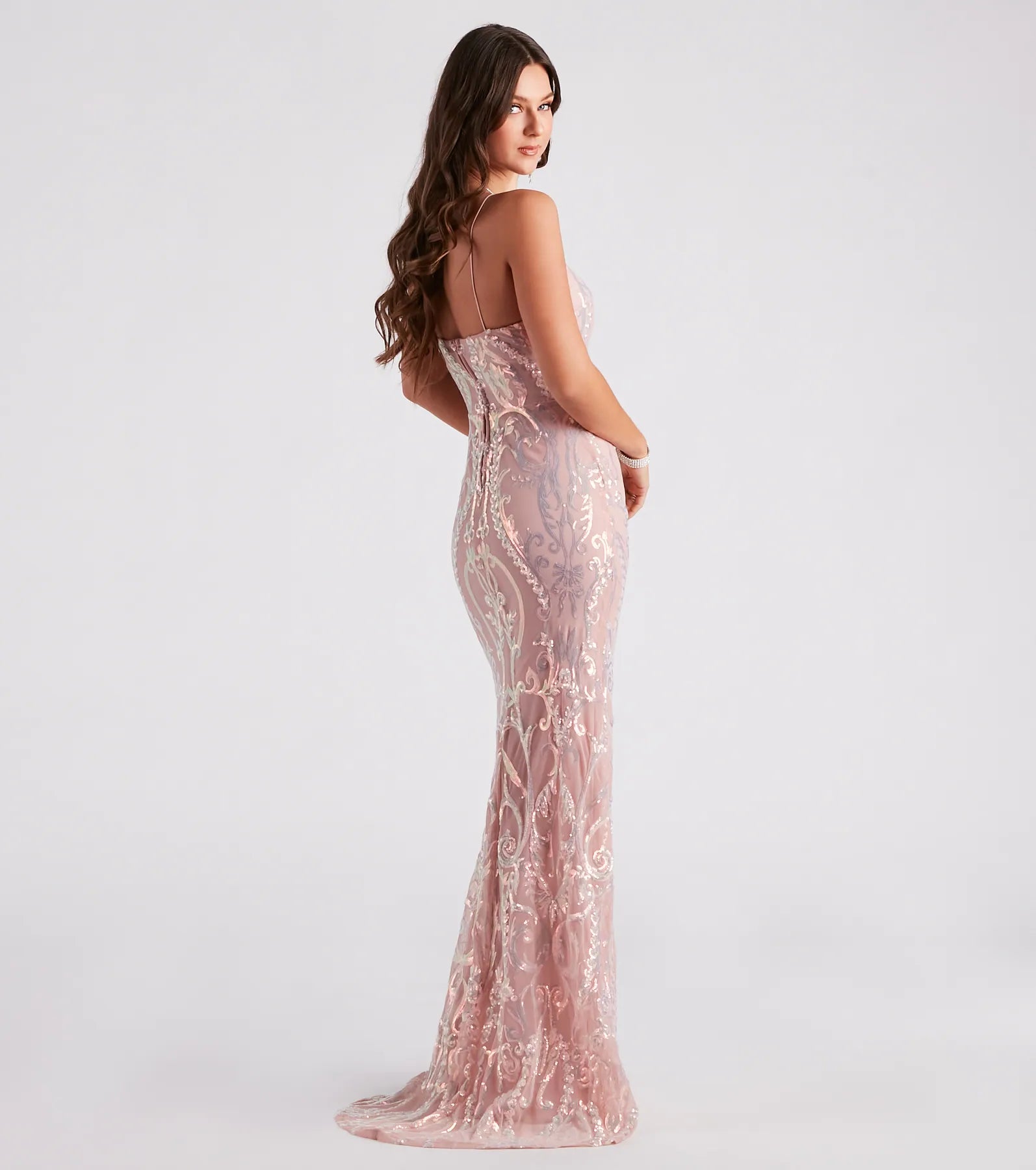 Keanna Formal Sequin Mermaid Long Dress - BLUSH