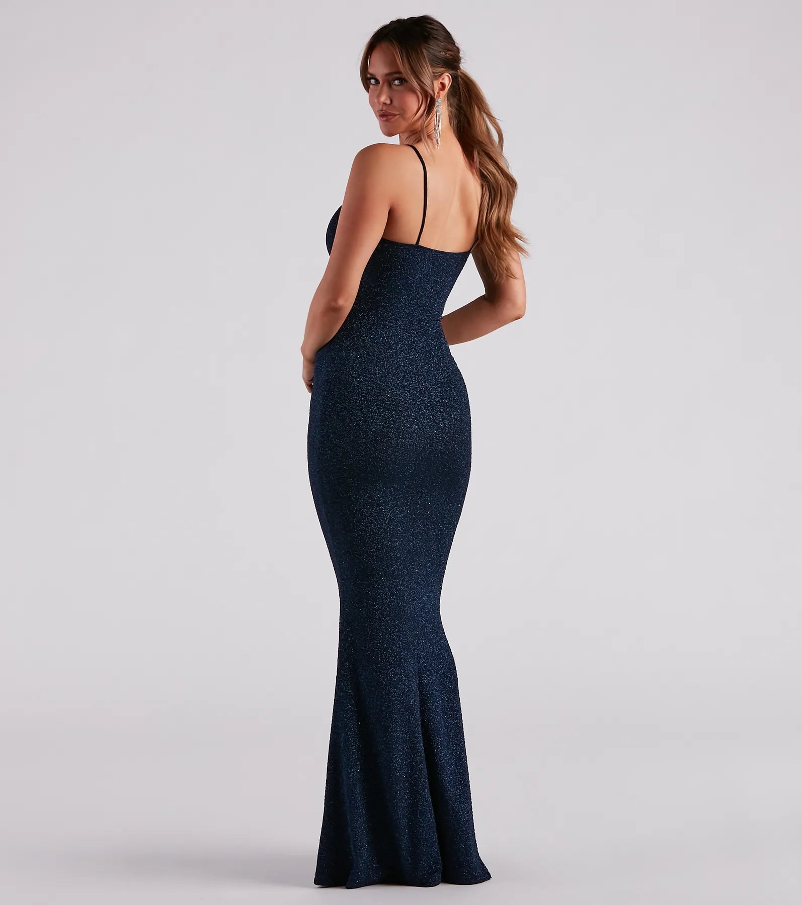 Ainsley Glittering Evening Gown - NAVY