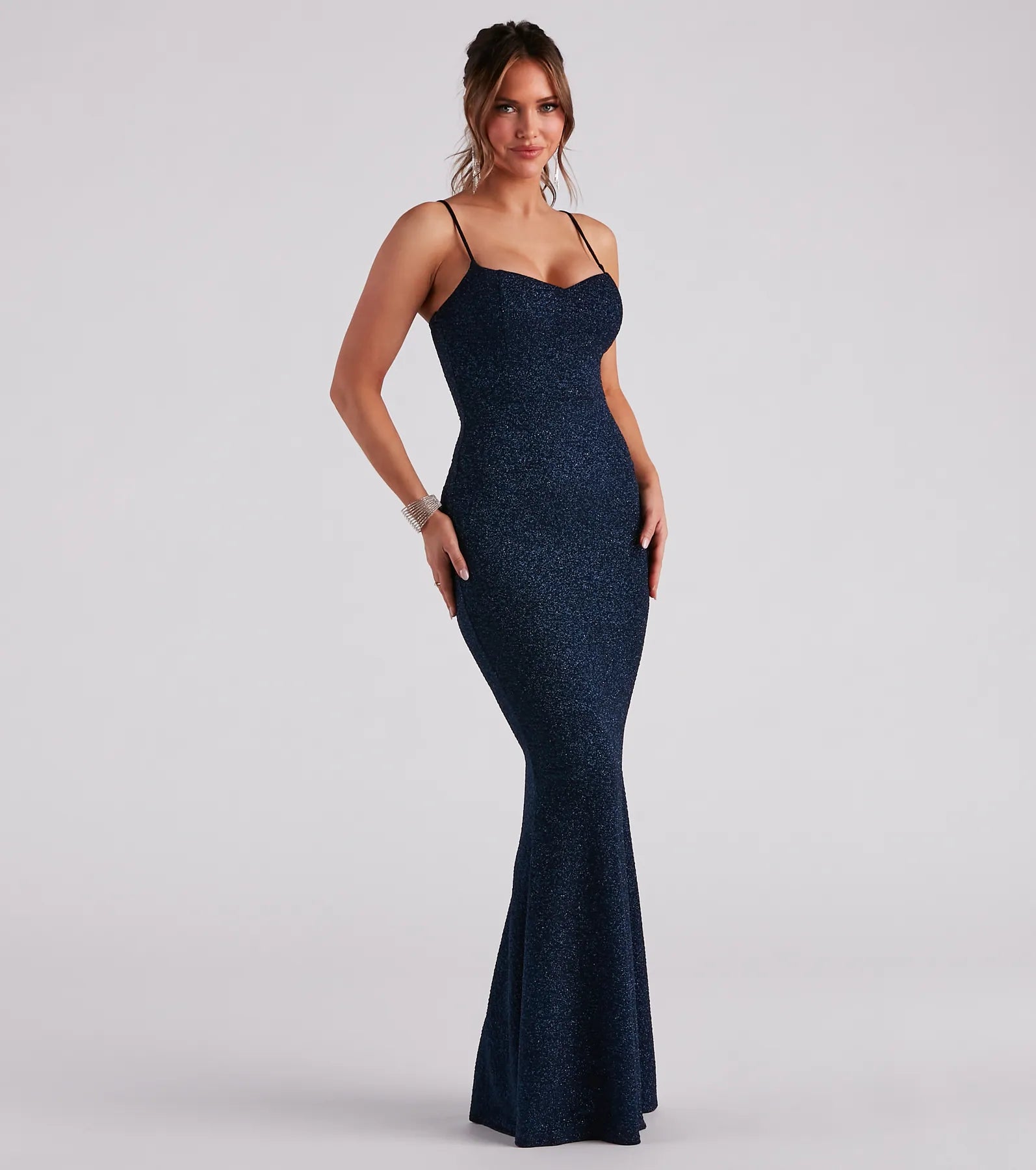 Ainsley Glittering Evening Gown - NAVY