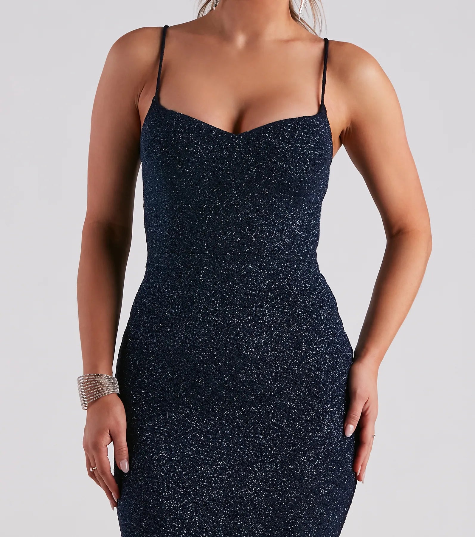 Ainsley Glittering Evening Gown - NAVY
