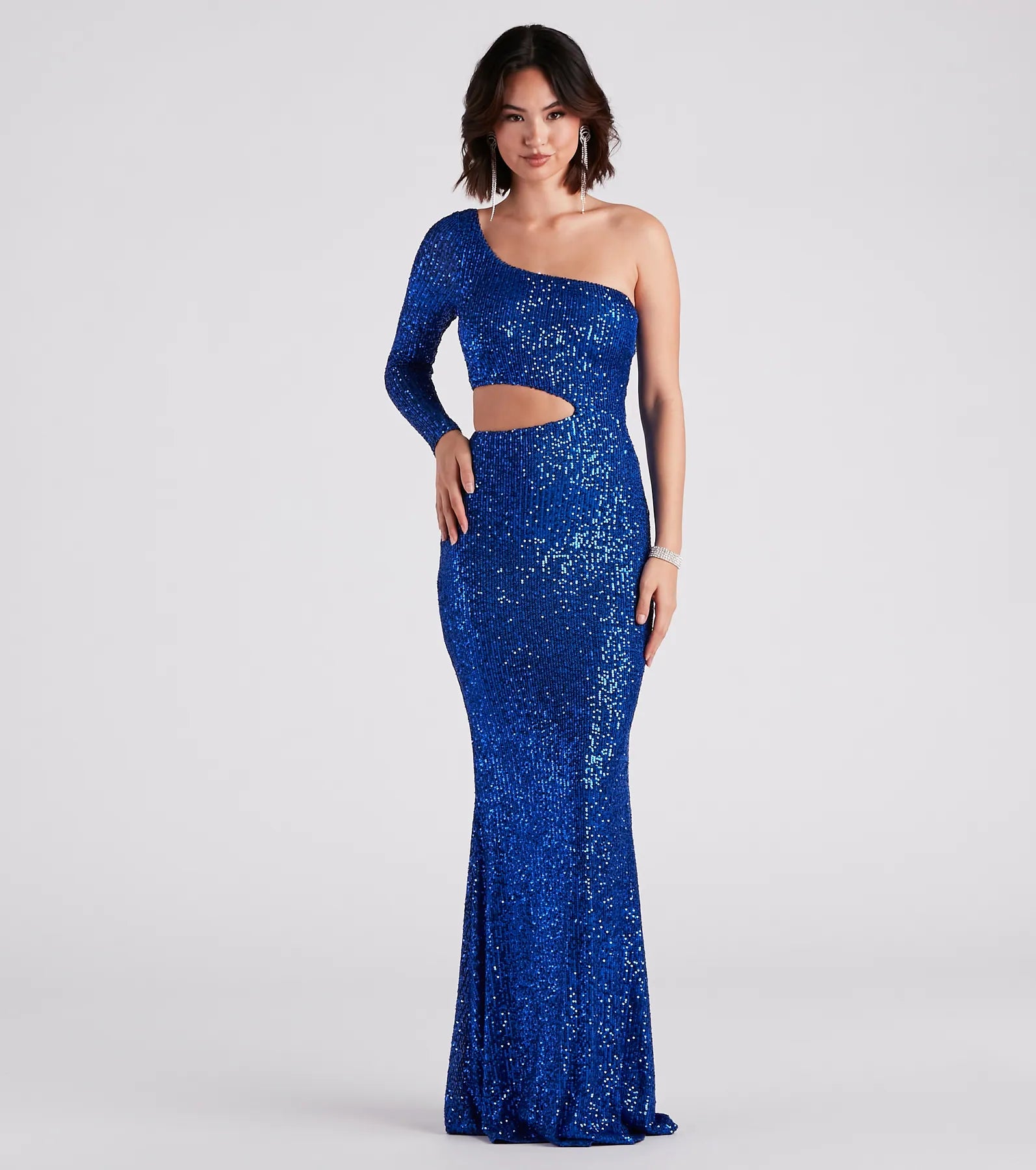 Emmie Formal Sequin One-Shoulder Dress - ROYAL